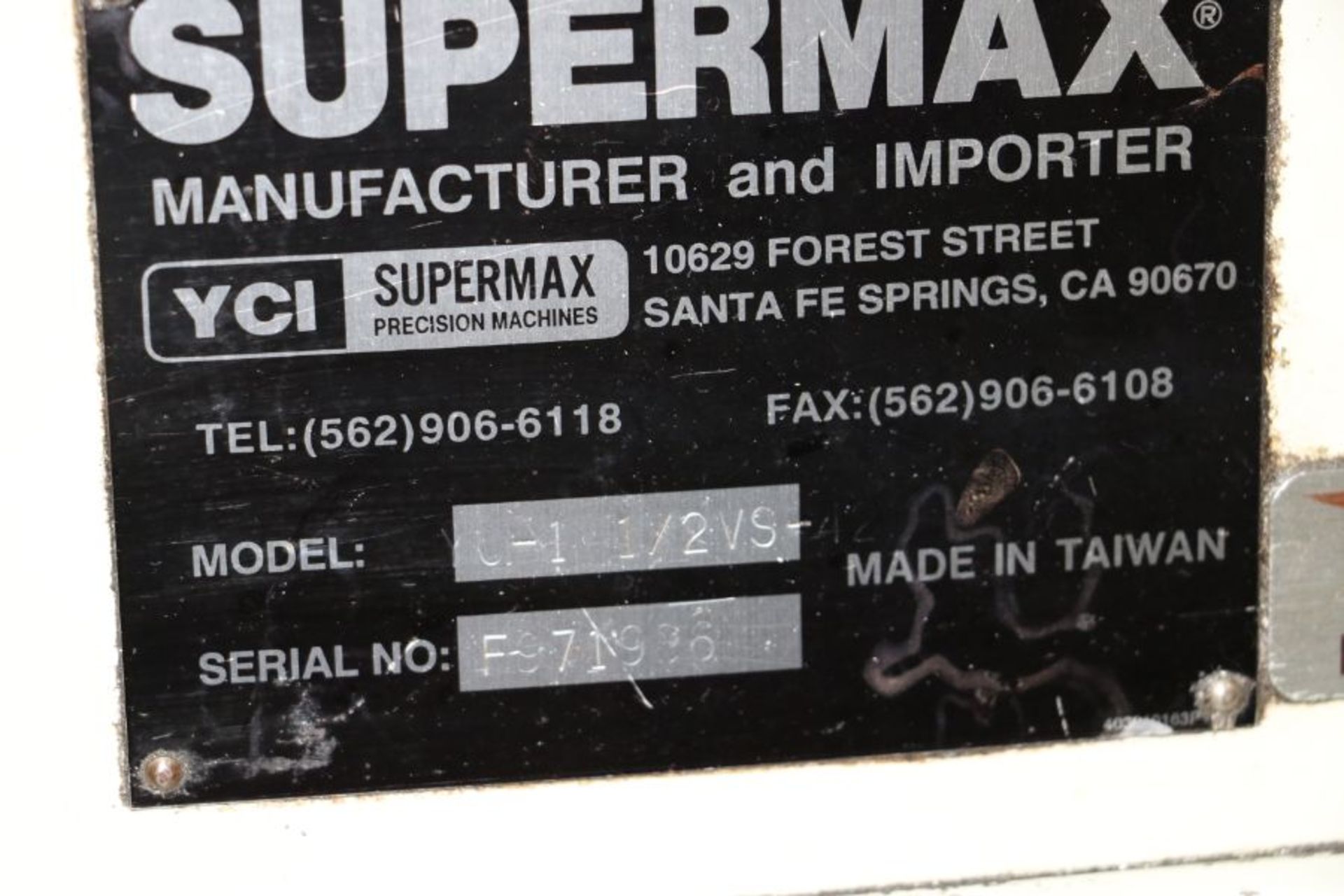 YCI Supermax Vertical Mill, 9" x 35" Table, s/n F971926 - Bild 7 aus 7