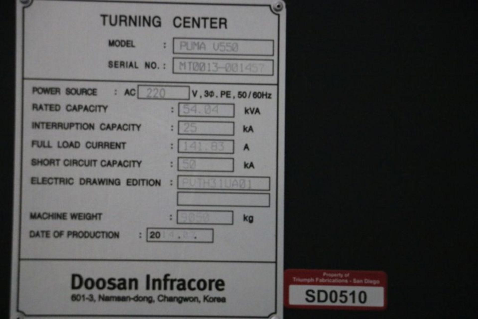 Doosan Puma VT550 CNC Vertical Turning Center, Fanuc I control, 24" Chuck, 12 Position Turret, - Bild 13 aus 16