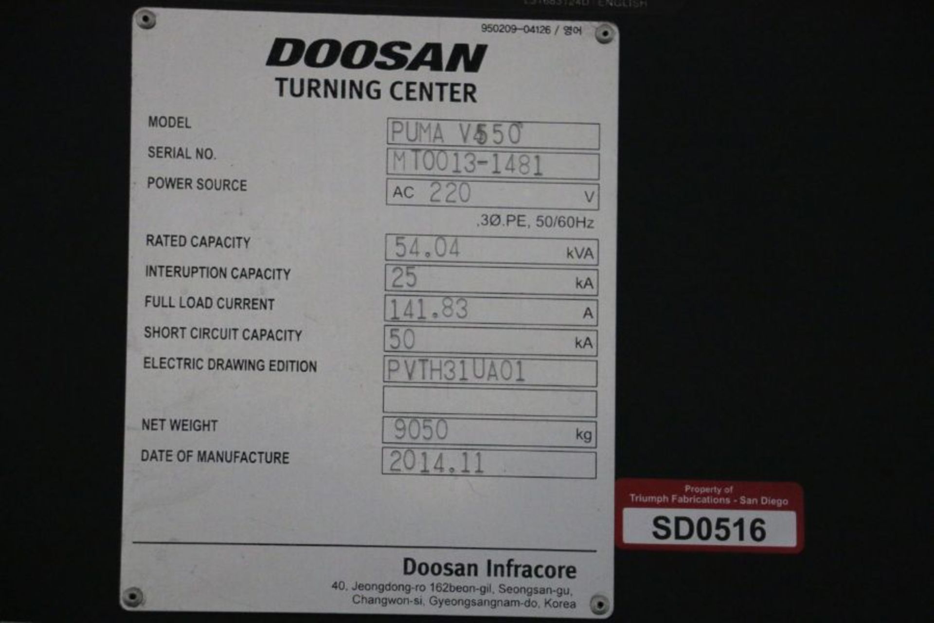 Doosan Puma VT550 CNC Vertical Turning Center, Fanuc I control, 24" Chuck, 12 Position Turret, - Bild 13 aus 17