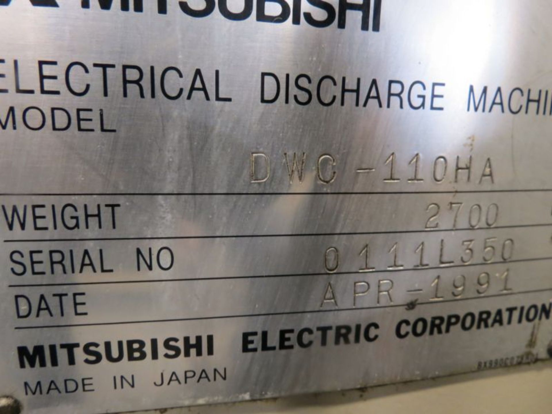 Mitsubishi DWC-110H Wire EDM, s/n 0111L350 New 1991 - Image 6 of 6