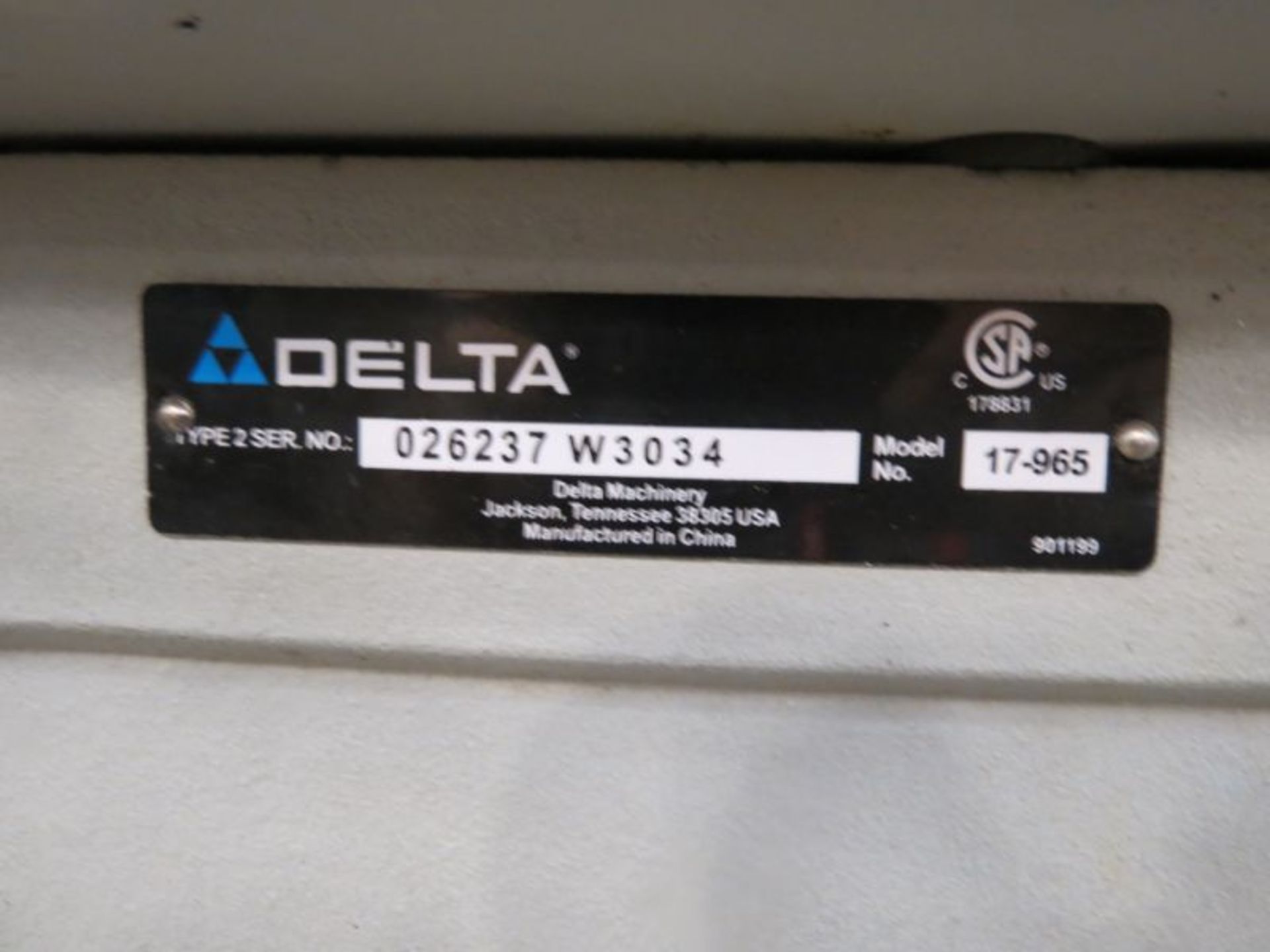 Delta 17'' Drill Press s/n 026237-W3034 - Image 3 of 3