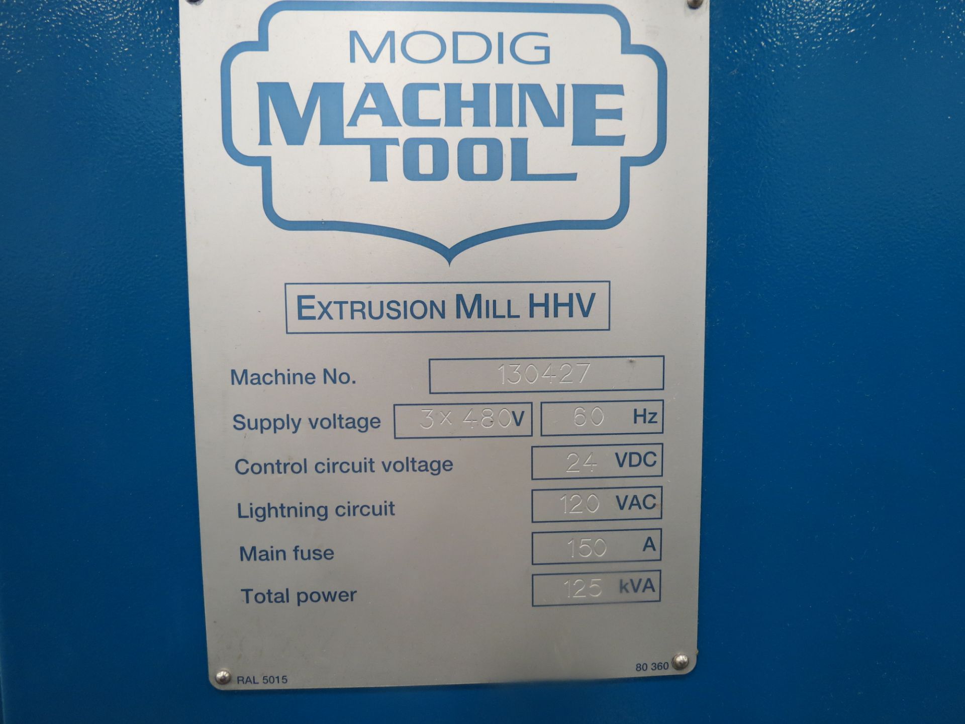 Modig HHV 4-Axis High Speed CNC Extrusion Machining Center, Fanuc 30i Model B ctrl, 59” x 16.5” x - Image 8 of 8