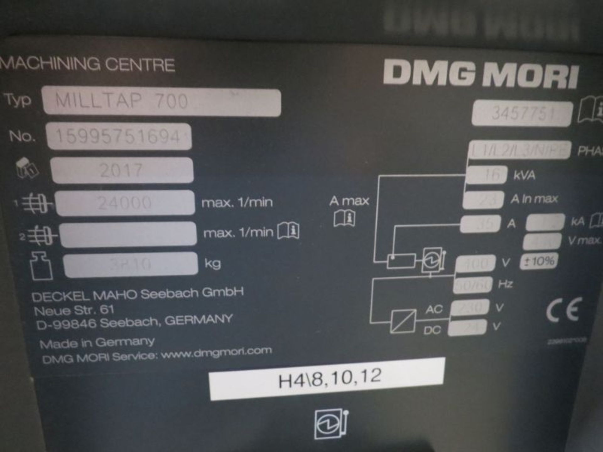 DMG Mori Milltap 700 CNC Drill & Tap Center, Siemens, 27''x 16''x 15'' , 24k RPM Spindle - Image 9 of 9