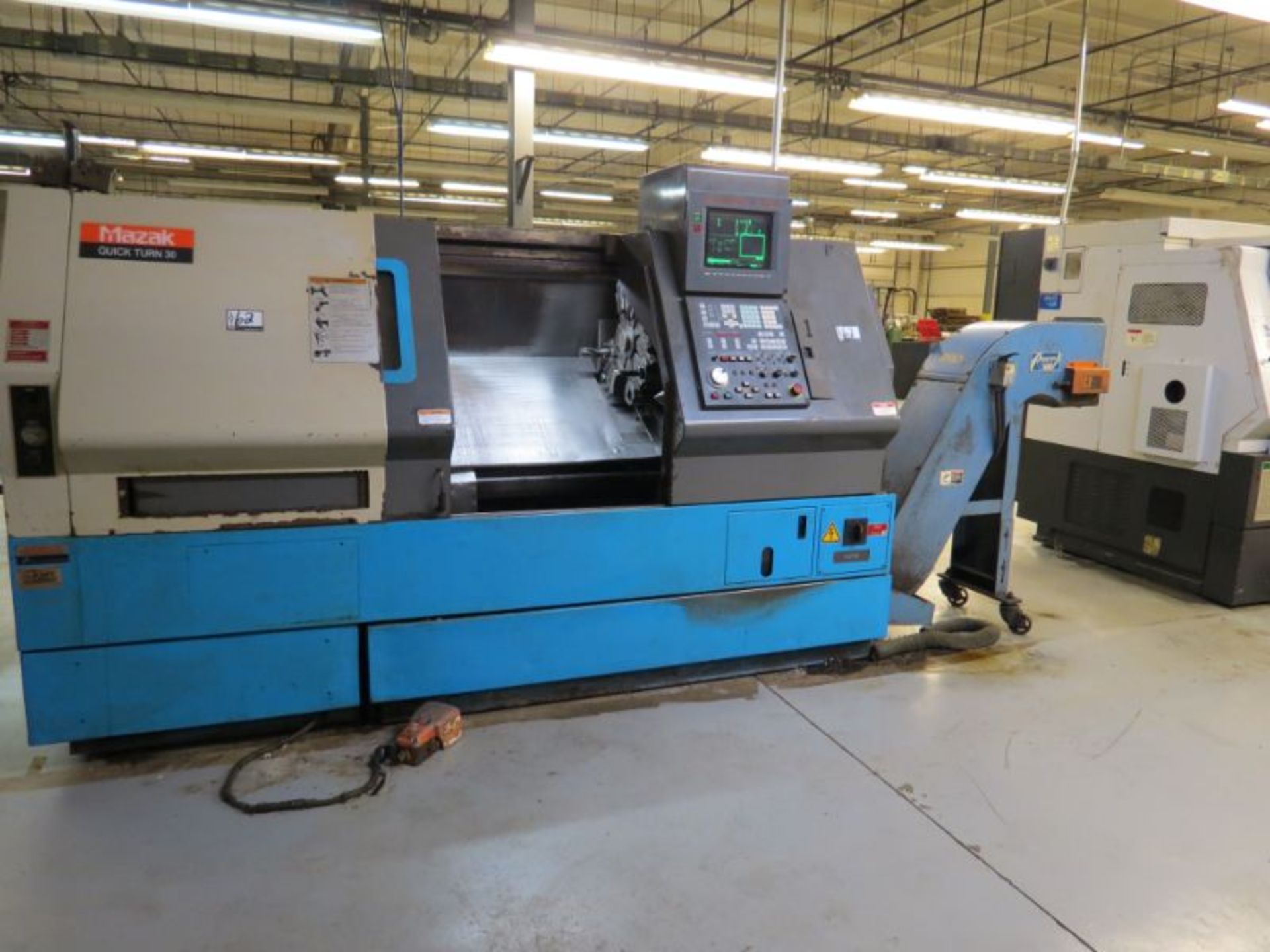 Mazak QT 30HP, Mazatrol T-Plus cntrl, 30.1" swing, 12.5" max turning diameter, 37" max turning