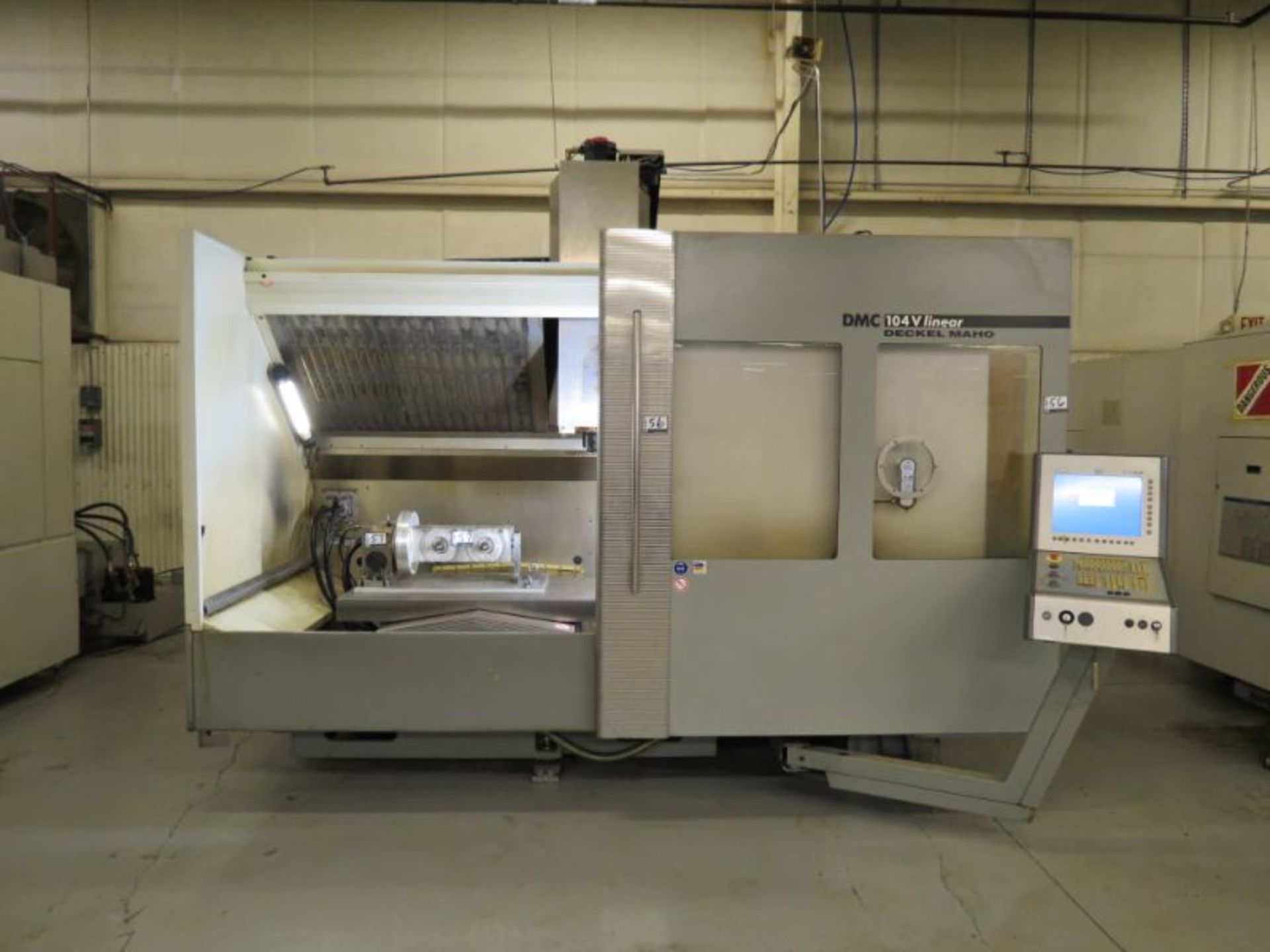 DMG Deckel Maho DMC 104V Linear 4-Axis CNC VMC, Fanuc 32i, w/ Chip Conveyor, (Trunion Sold Seperate)