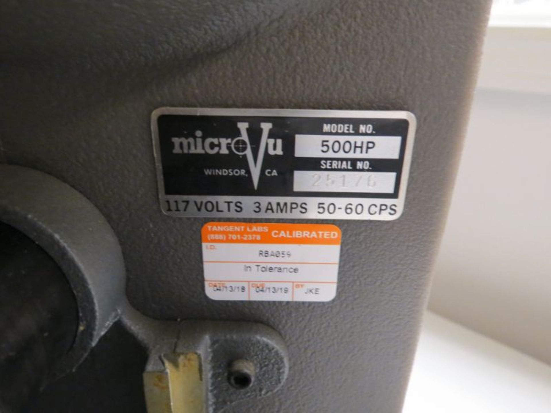MicroVu 500HP Comparator, s/n 25176 - Image 5 of 5