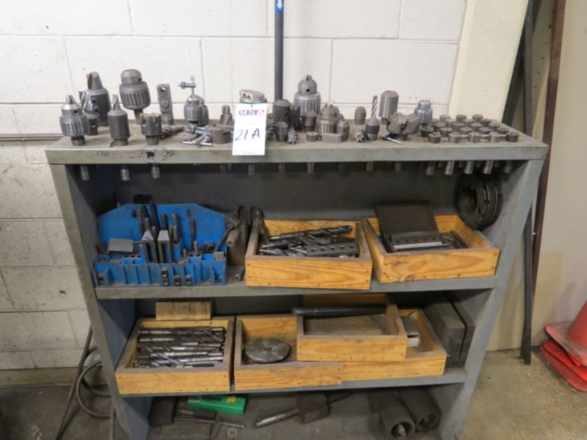 Bridgeport Mill Assorted Tooling Chucks, Drill Bits, Collets