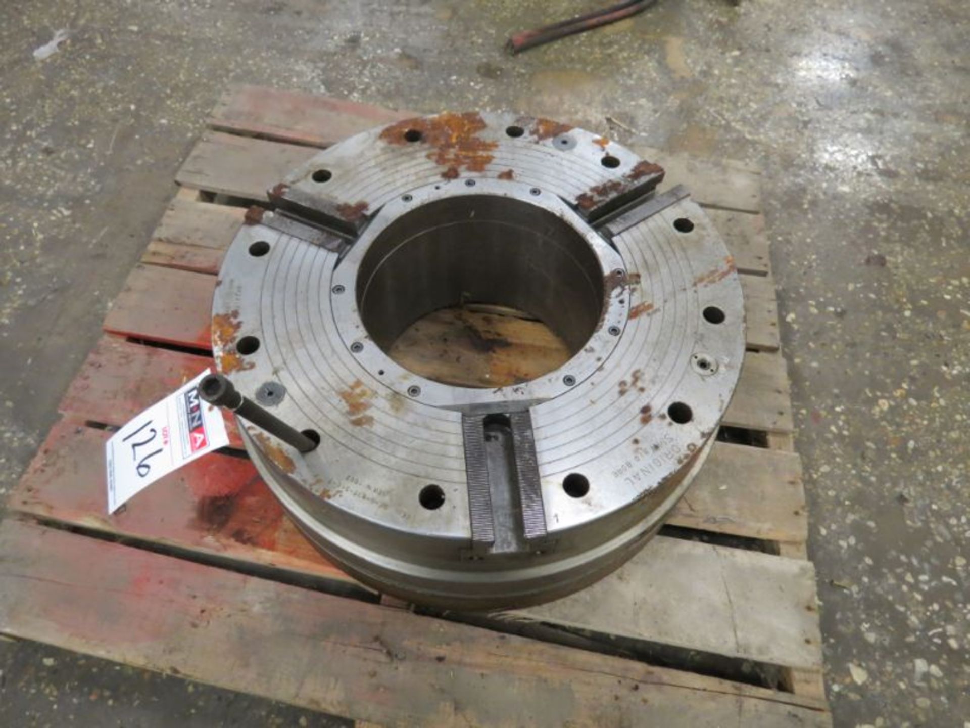 26" SMW Big Bore 3 Jaw hydraulic Chuck 12" Through Hole S/n:1002 - Image 2 of 5