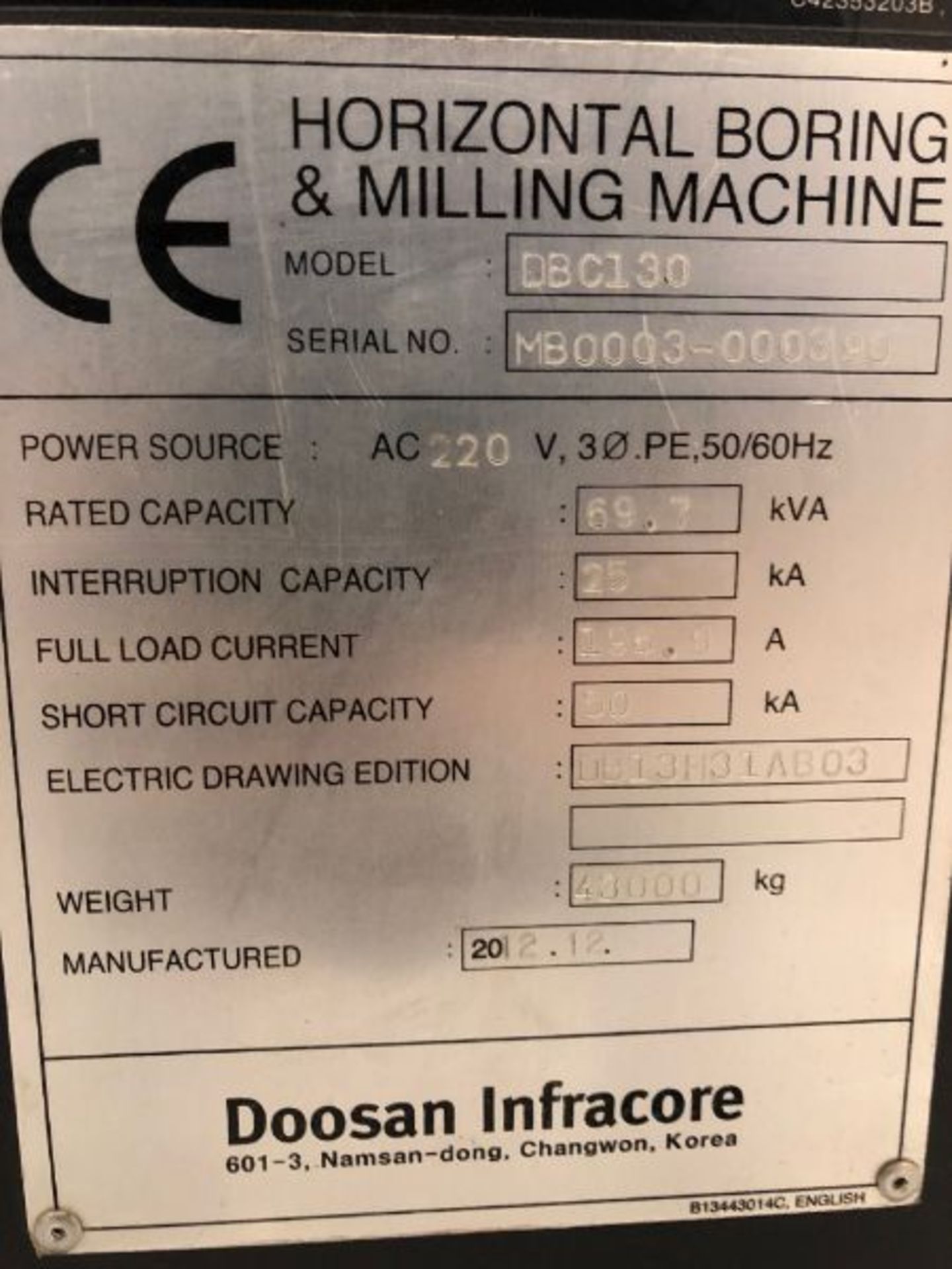 5"Doosan DBC130 CNC Horizontal Boring & Milling Machine, Fanuc 31-iA Ctrl *Located in Broussard, LA* - Image 25 of 27
