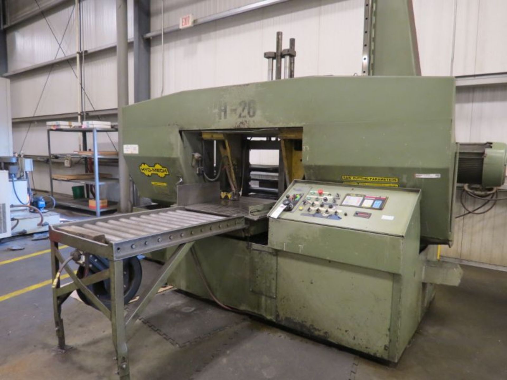 HYD-MECH H-26 28.15" Horizontal Band Saw, 10 HP, w/ 40' Motorized Conveyor System, s/n D1197034H - Image 4 of 8