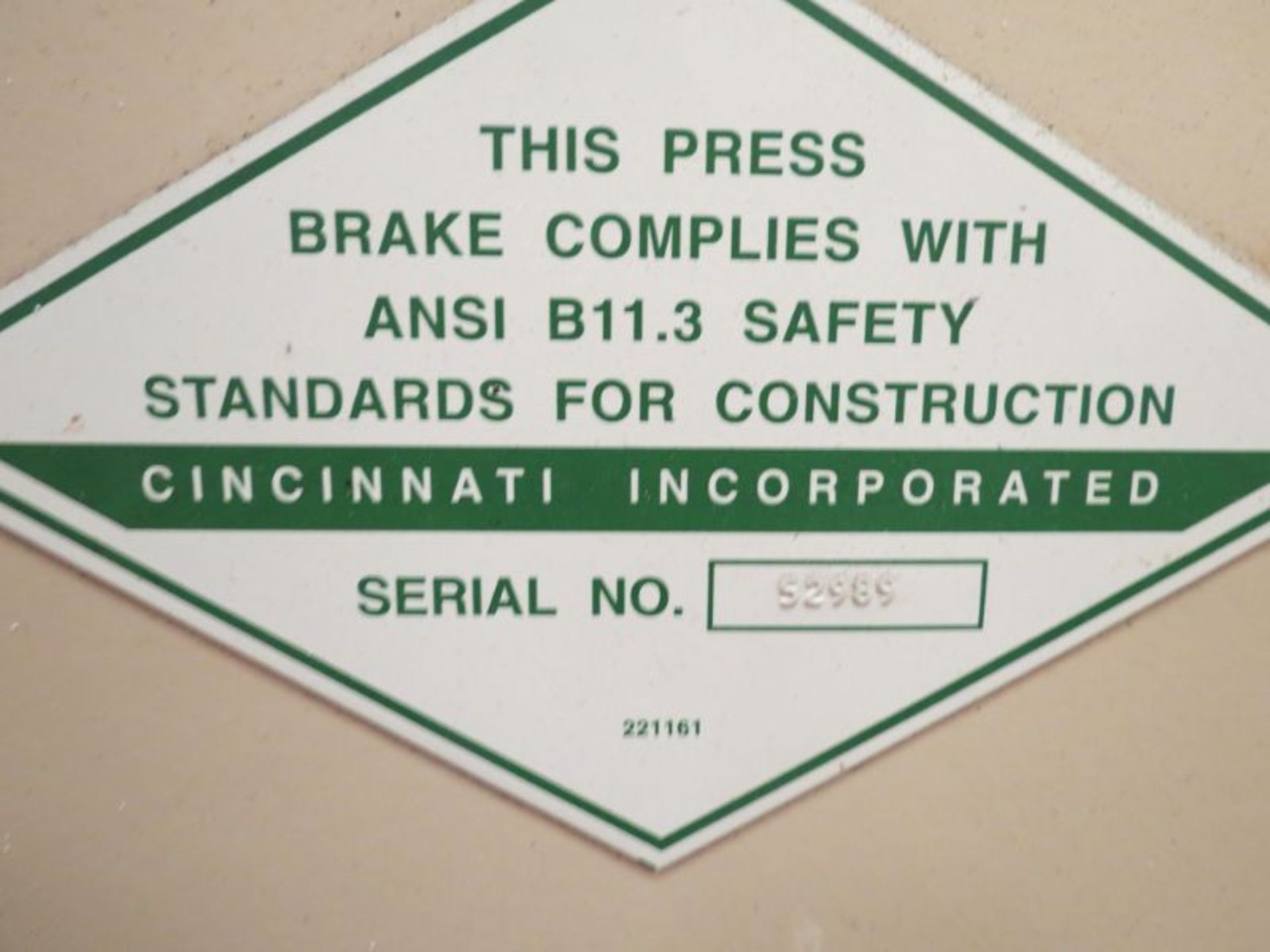 60 Ton Cincinnati 60PF-4FT CNC Press Brake, BG, Light Curtain *Control Screen Does Not Turn On* - Image 13 of 14