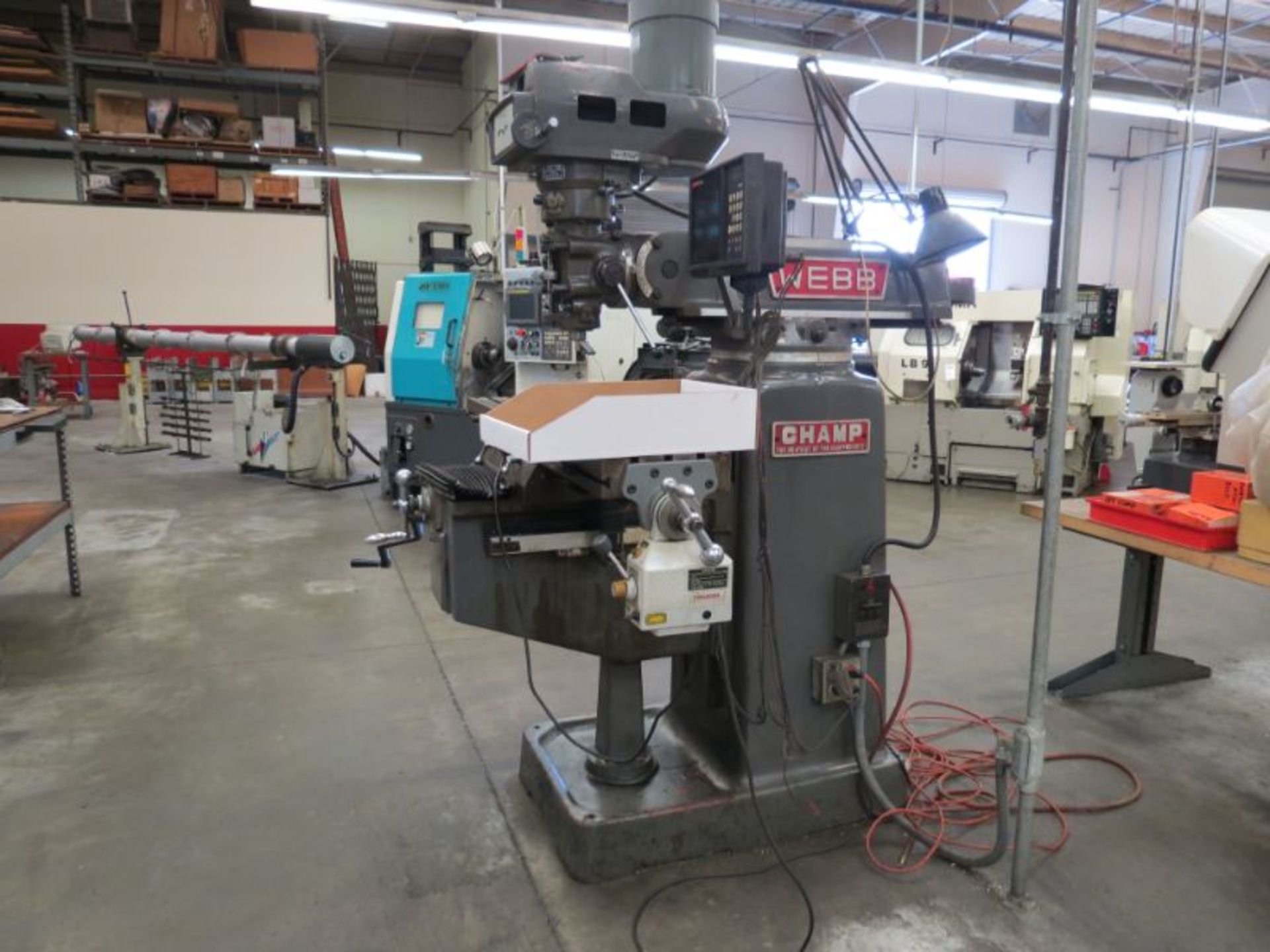 Webb 3VK Vertical Mill, Vari-Speed, 10" x 52", Anilam 2 Axis DRO & PWR X feed, s/n 856287, New 1997 - Image 7 of 8