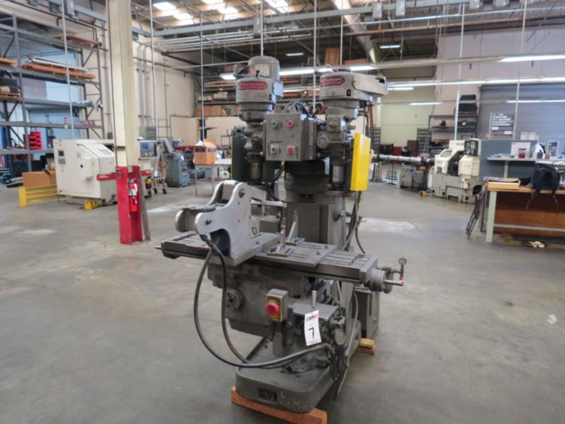 Twin Spindle Vertical Mill (2) Bridgeport Heads, SAIMP Base 10" x 48" Vertical Mill, 1 HP, 1730RPM - Image 5 of 6