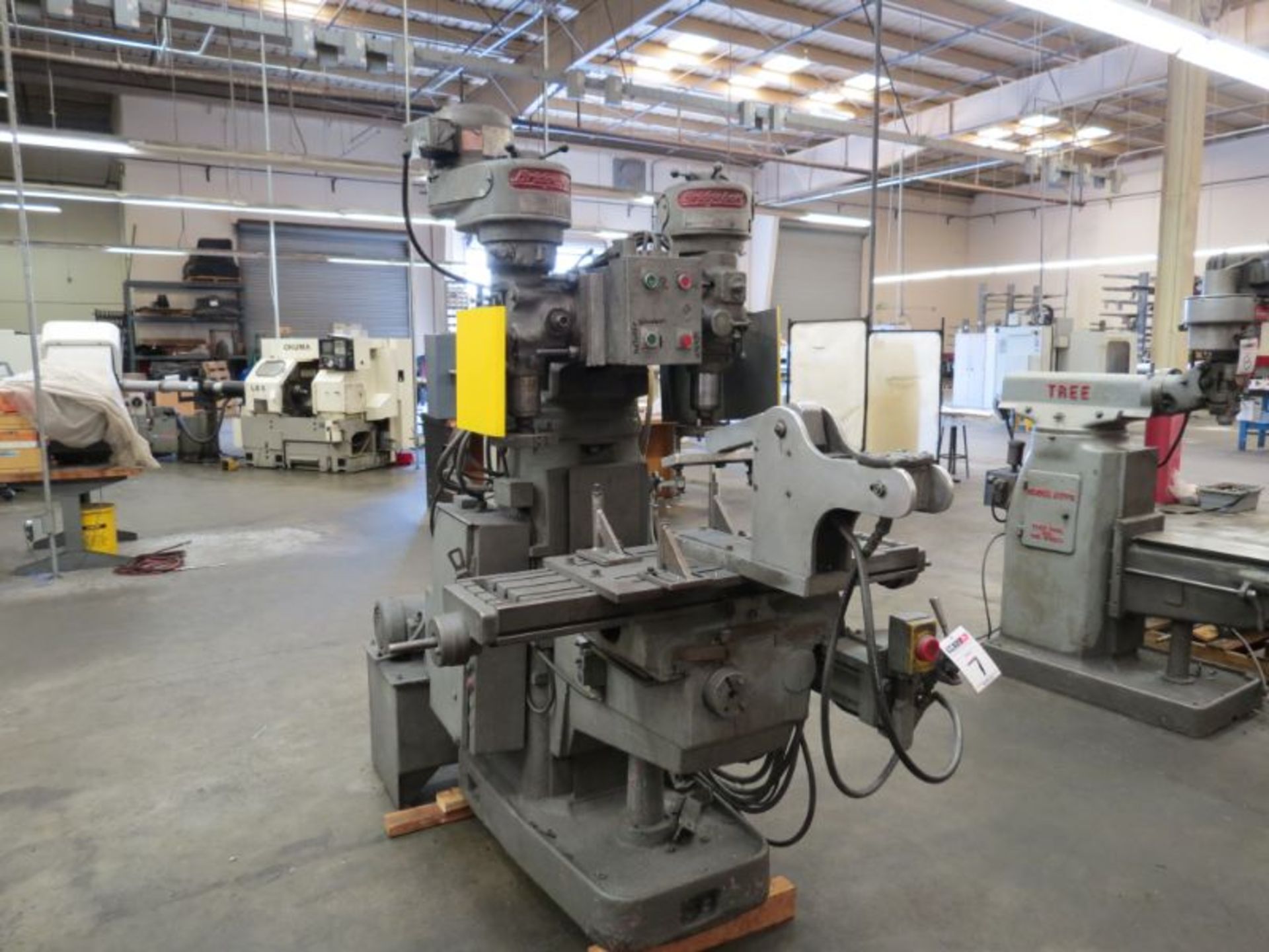 Twin Spindle Vertical Mill (2) Bridgeport Heads, SAIMP Base 10" x 48" Vertical Mill, 1 HP, 1730RPM - Image 3 of 6