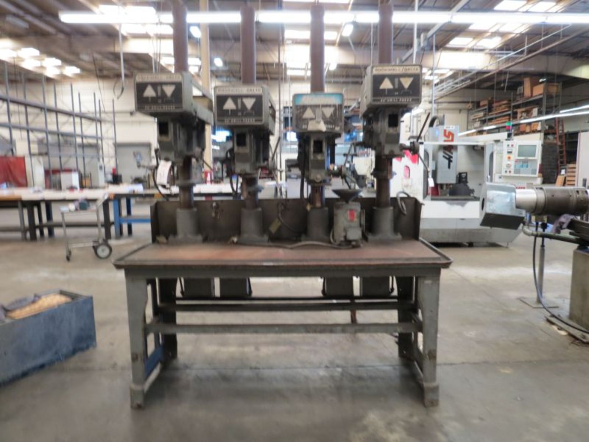 Rockwell Delta 20" 4 Spindle Drill Presses, 70” x 24” table, 2 HP spindles, s/n 1740176 - Image 3 of 4