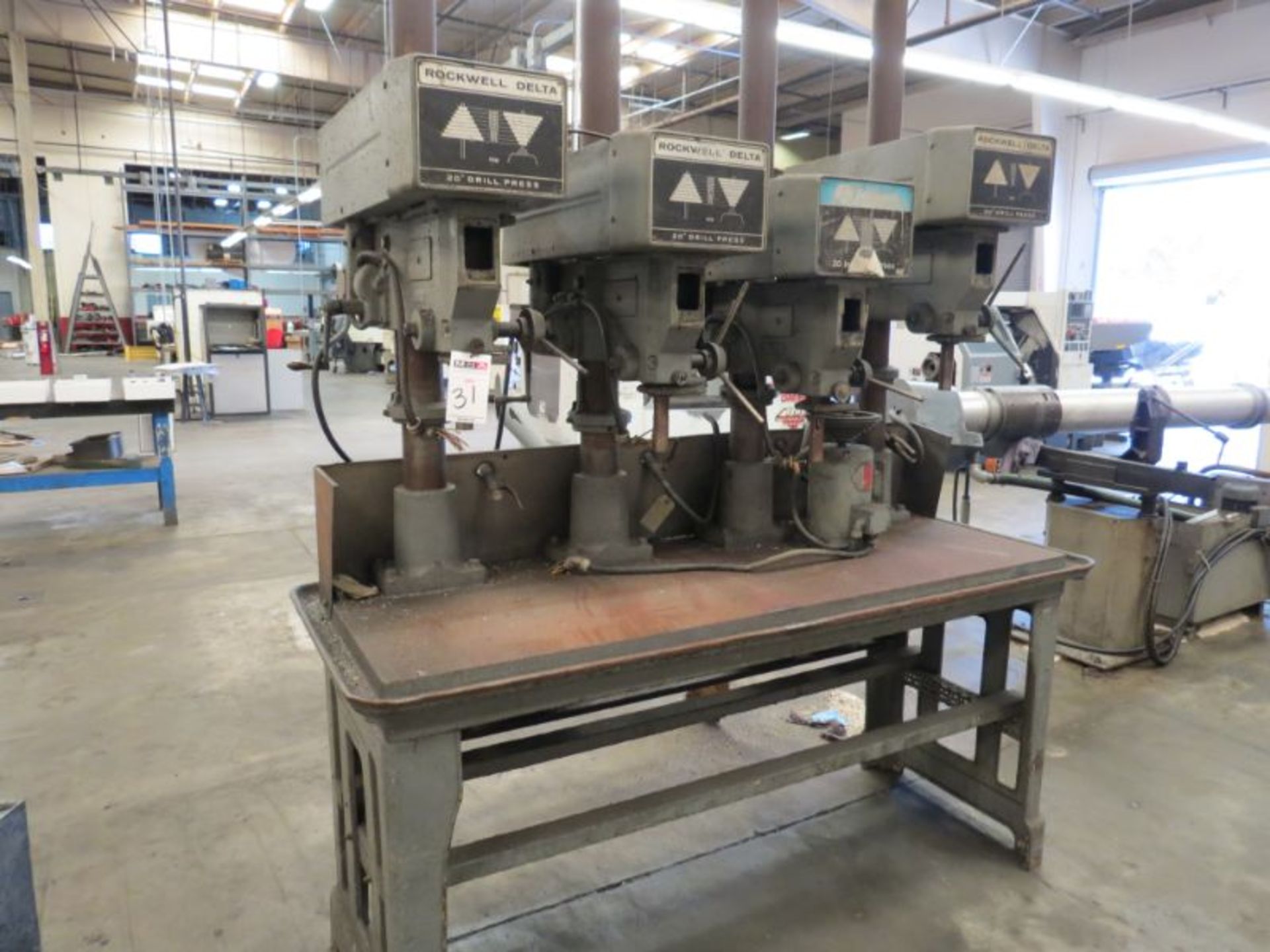 Rockwell Delta 20" 4 Spindle Drill Presses, 70” x 24” table, 2 HP spindles, s/n 1740176