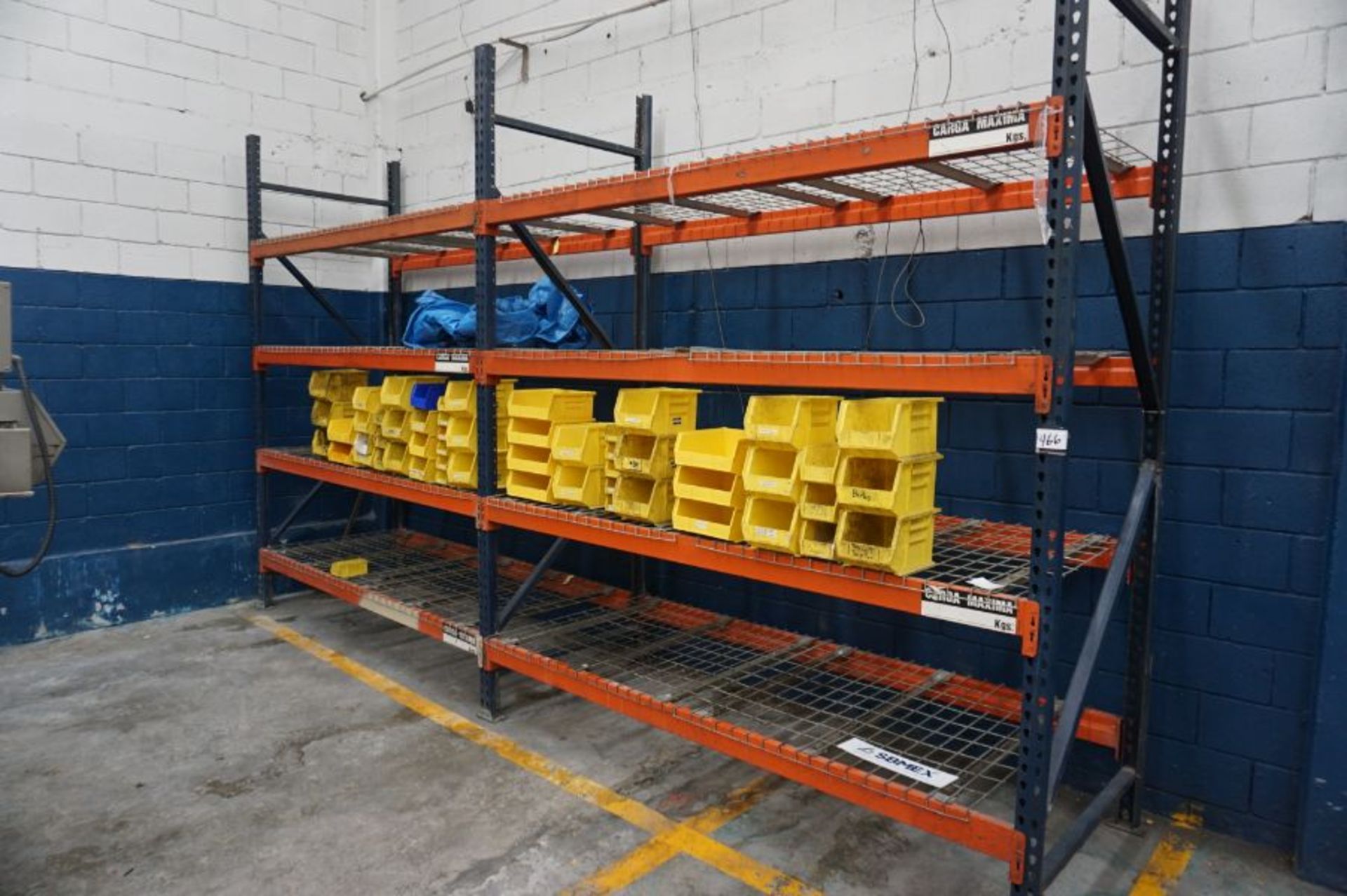(2) Sections of Pallet Racking with Yellow Bins