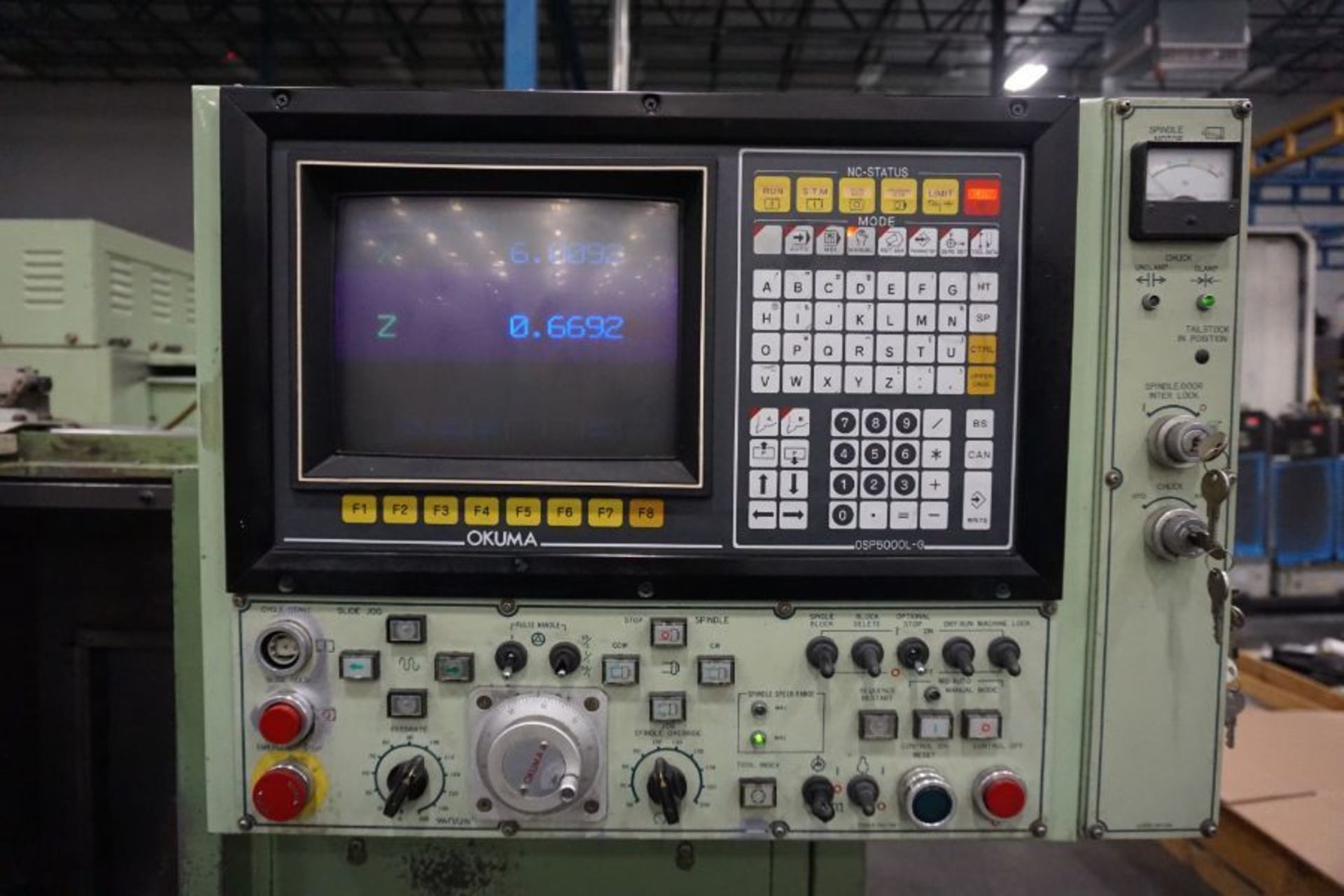 Okuma LB-10 CNC Lathe, OSP5000LG Control, Collet Nose, 12 Position Turret, s/n 1405 - Image 9 of 10