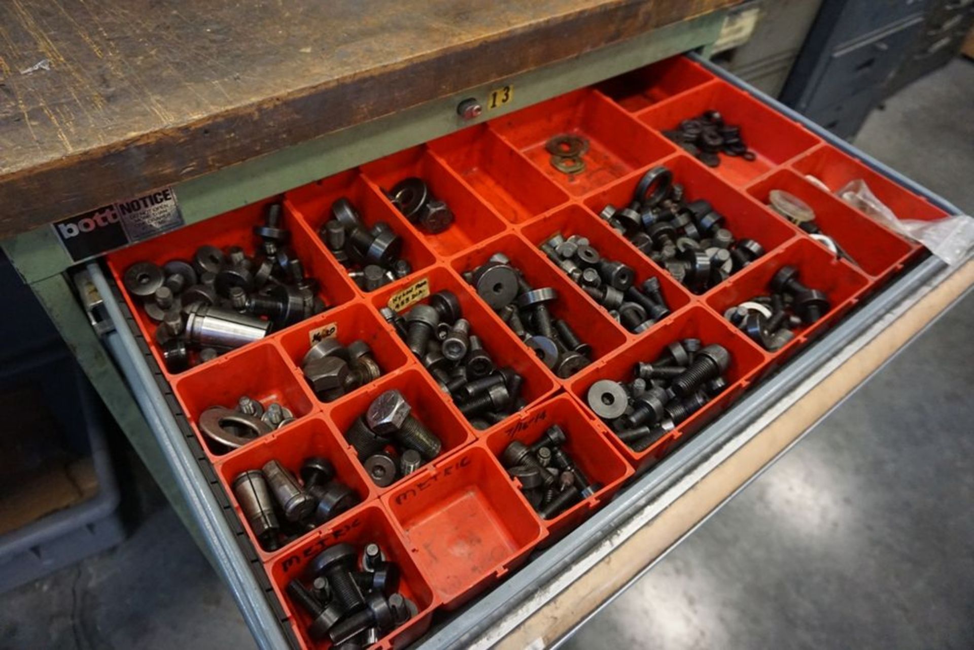 Bott 8 Drawer Cabinet work Bench, with Content, Assorted Hardware, and Shrink Fit Tool Holders - Image 3 of 10