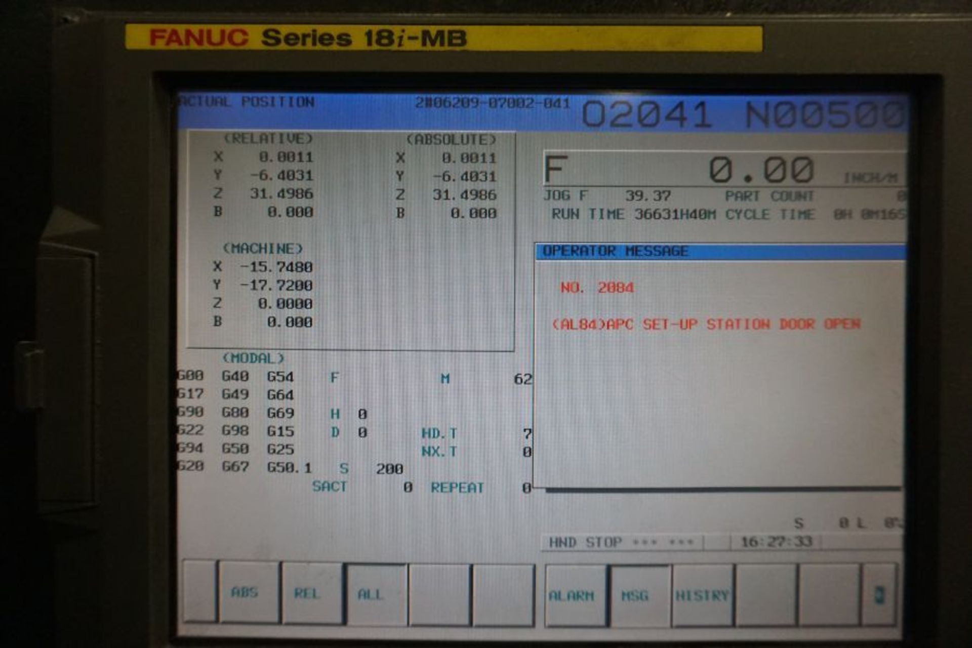 2007, Doosan HM-500 Fanuc 18iMB (2) 19.7” Pallets, 4-Axis, 6K RPM, CT50, 90 ATC, CTS, Renishaw OMP60 - Image 10 of 11