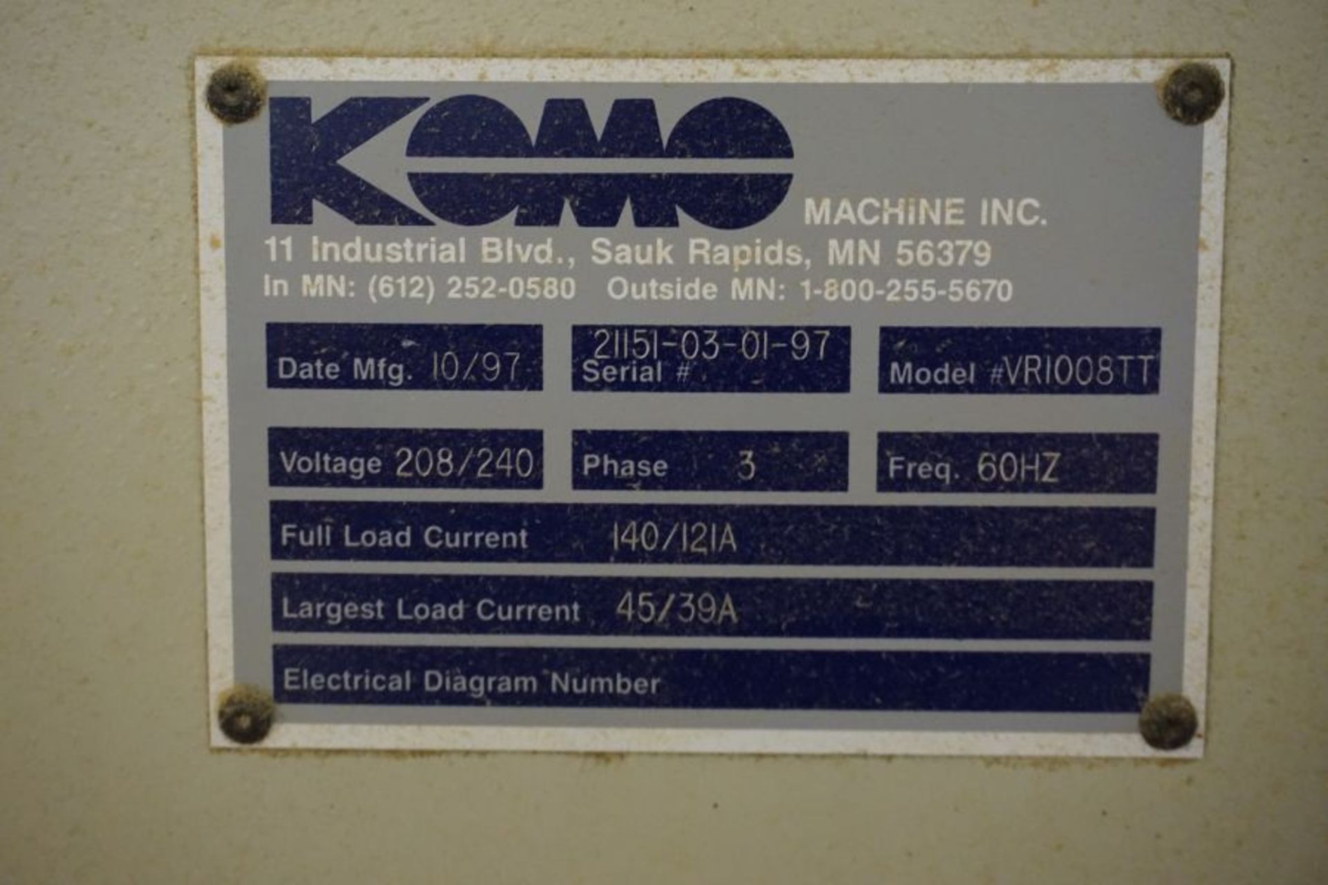 1997 Komo VR1008TT CNC Router, Fanuc 16M Control, Dual 5 x 10' Tabels,*Auctioned from Edgerton, KS* - Image 12 of 12