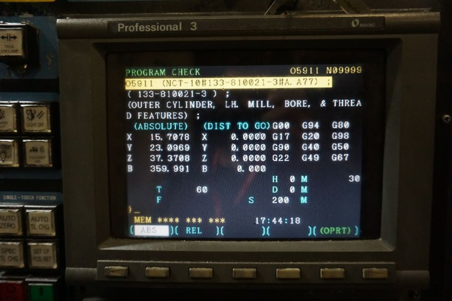 1996, Makino A77 4-Axis HMC, Professional 3 Ctrl, (2) 25" Pallets 12K RPM, CT50, 60 ATC, CTS - Image 9 of 9