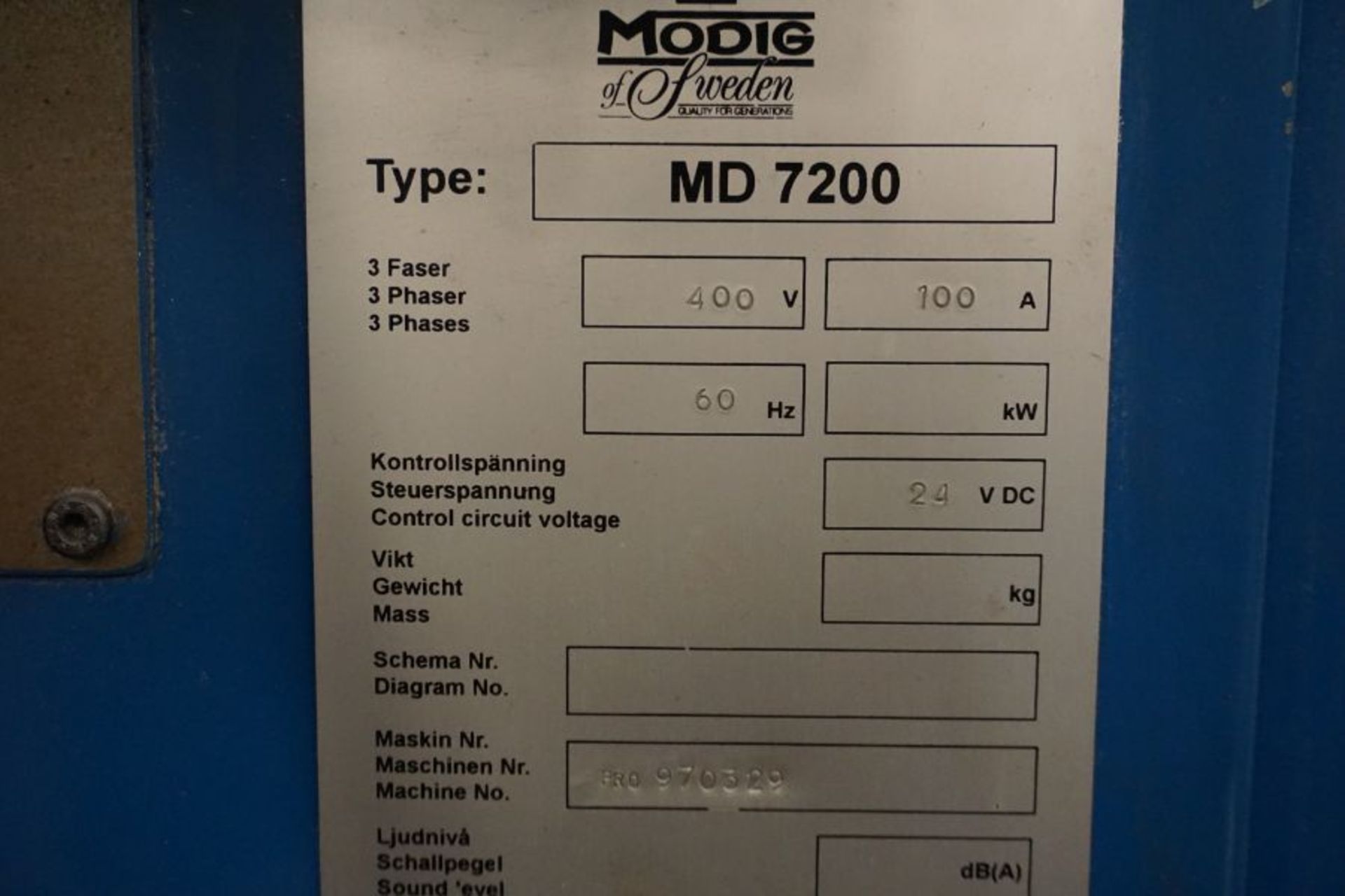 1997, Modig MD7200, Fanuc 16M, 20K RPM, 24 ATC, CT40, s/n 970329 - Image 9 of 9