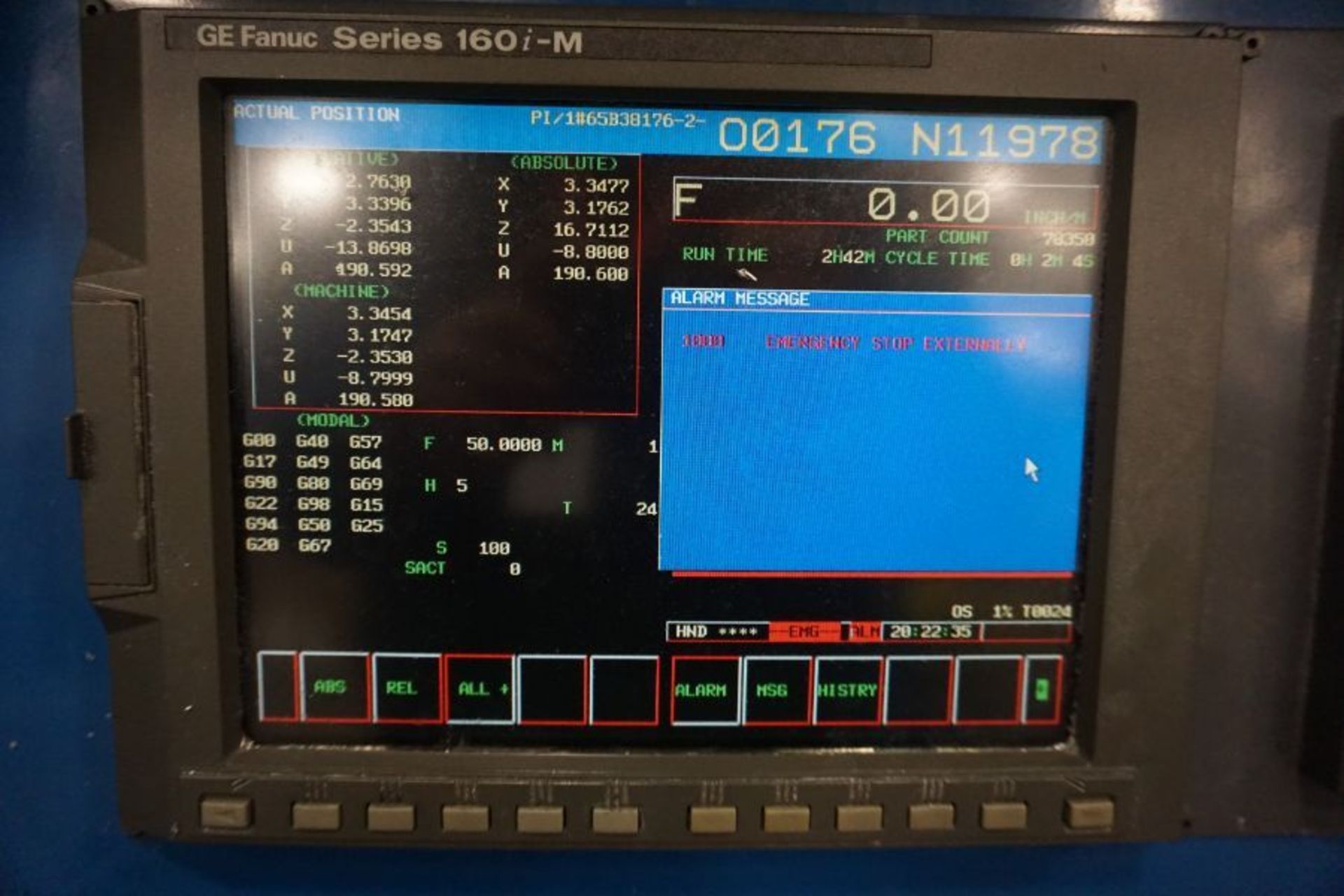 1997, Modig MD7200, Fanuc 16M Control, 20K RPM, 24 ATC, CT40, s/n 960369 - Image 7 of 7