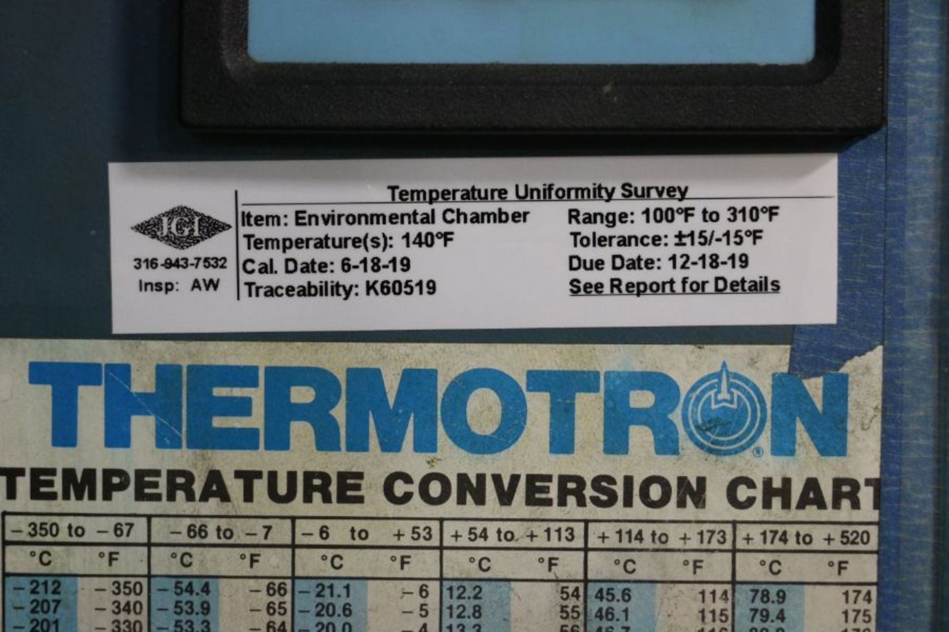 Thermotron S-32 Oven, 36" x 36" x 36" Work Envelope, 100 - 310 Degrees F Range, 240V, New 1987 - Image 6 of 6