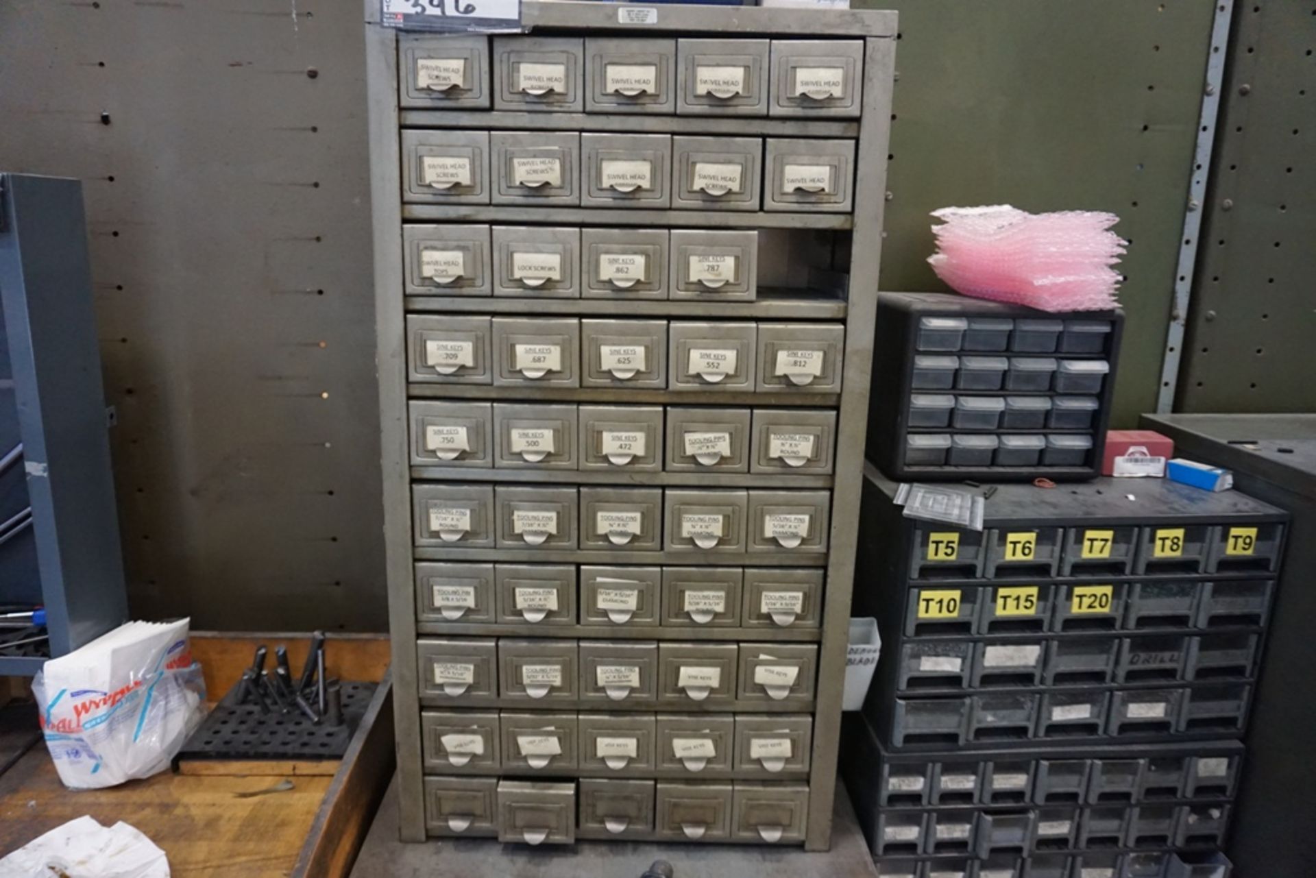 4 Drawer Cabinet with Content, Assorted Tension Knobs, Cubby Holders with Content, Assorted Pins and - Image 11 of 13