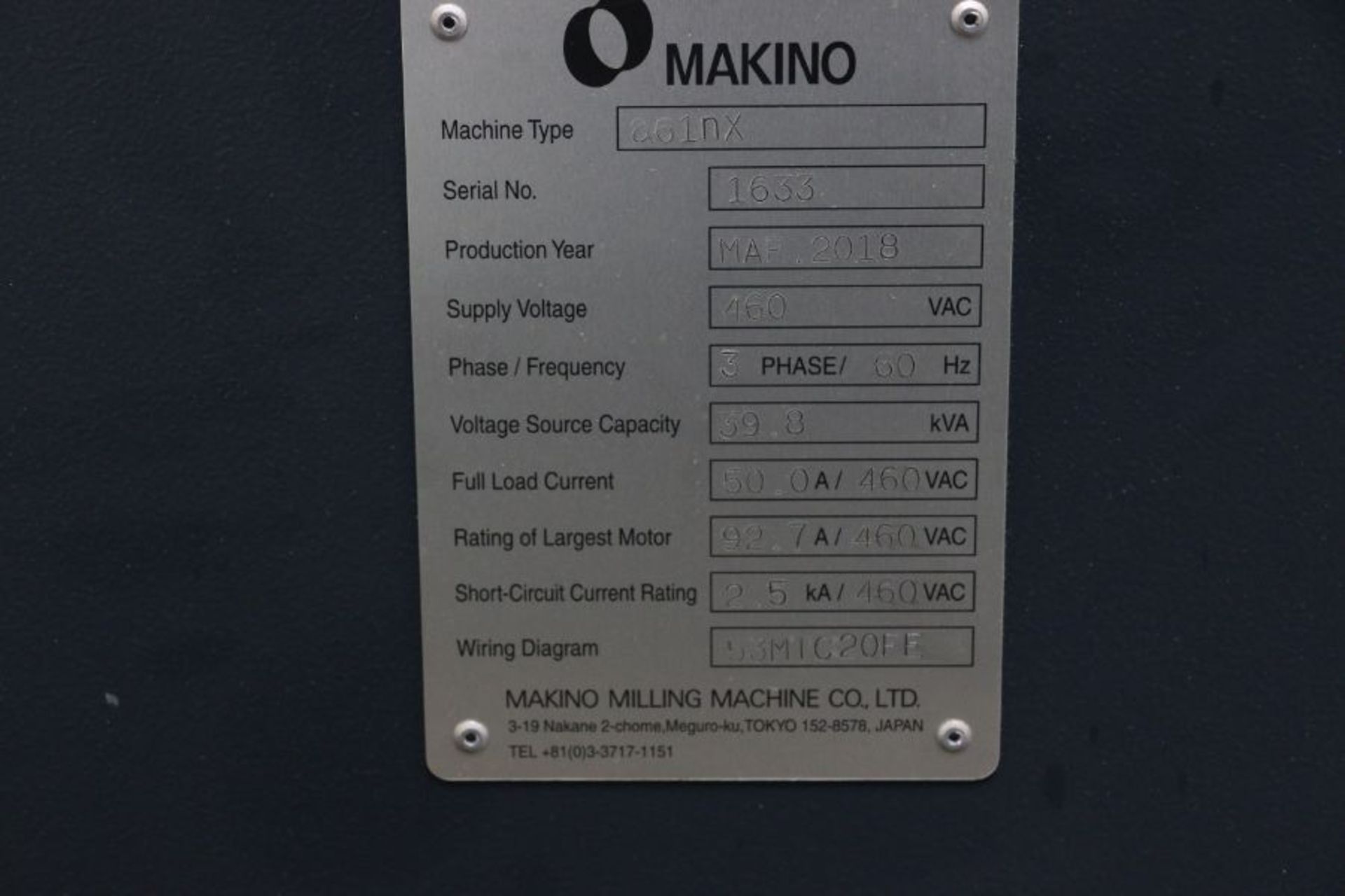 Makino a61nx Super GI.5 Controls, 20" sq. pallets, 14k rpm, CAT 40, High column, 218 ATC, HP CTS, - Image 6 of 6