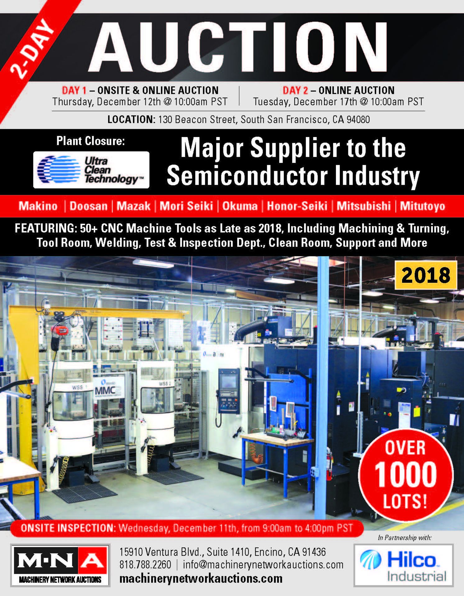 Major CNC Facility to the Semiconductor Industry (Partial listing more to be listed)