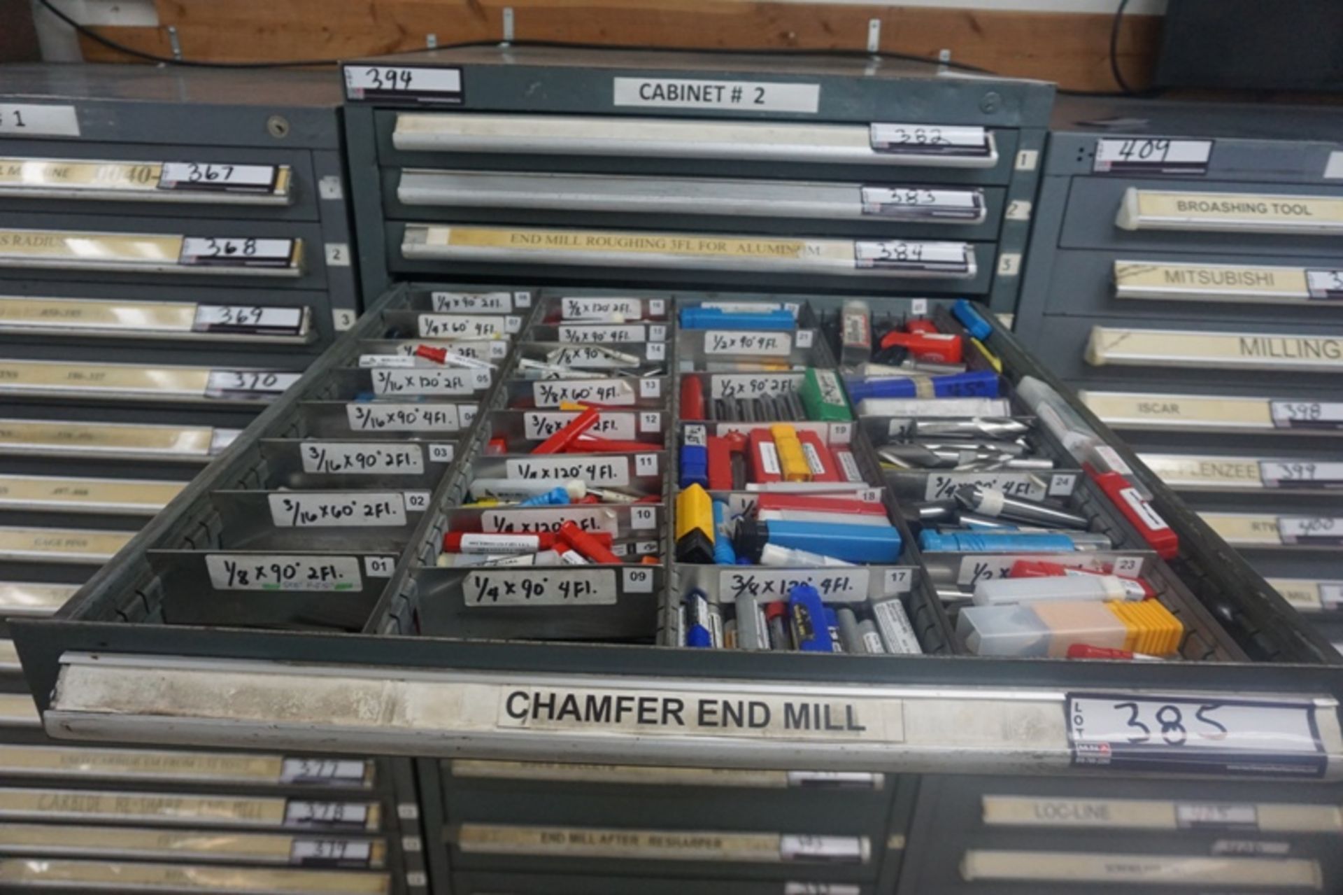 Drawer with Assorted Chamfer Endmills