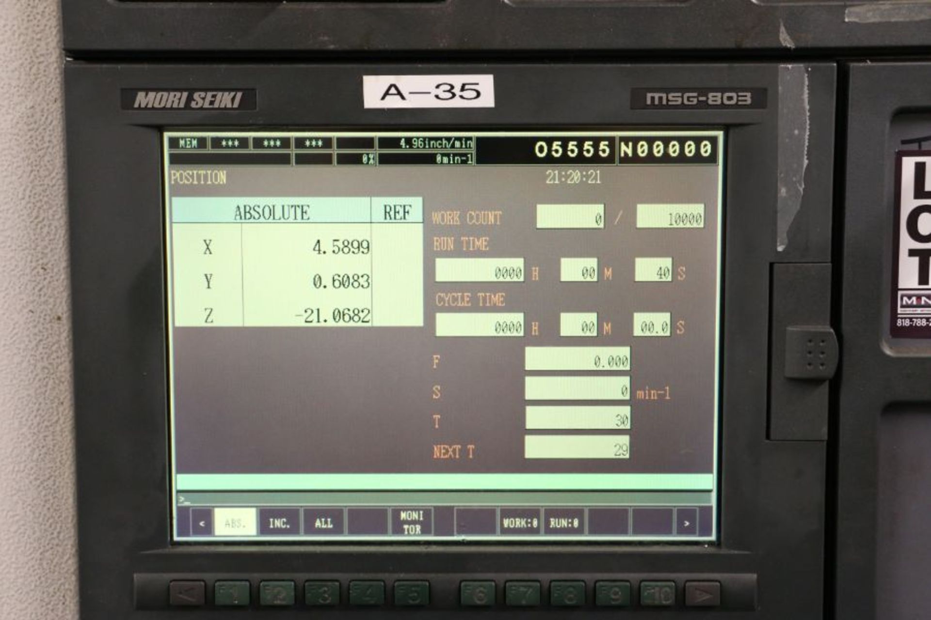 Mori-Seiki GV-503 4-Axis, MSG-803 Control, APC, 24” x 20” x 18”, 30 ATC, CTS, s/n: 9, New 1999 - Image 12 of 13