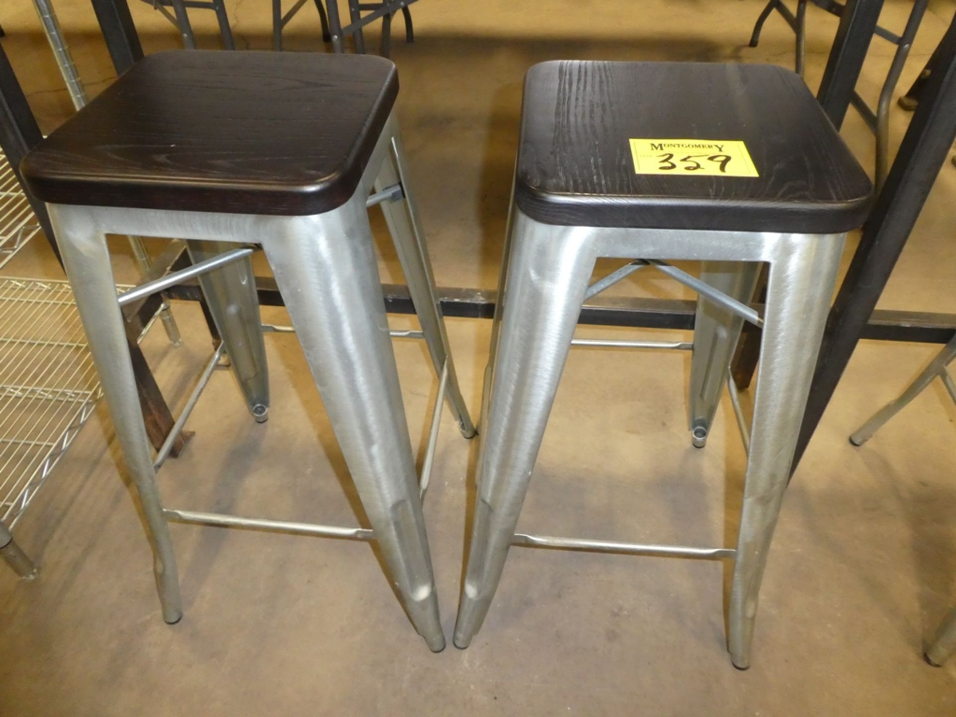 2-MOUNTAIN HOUSE STAINLESS STEEL BAR STOOLS