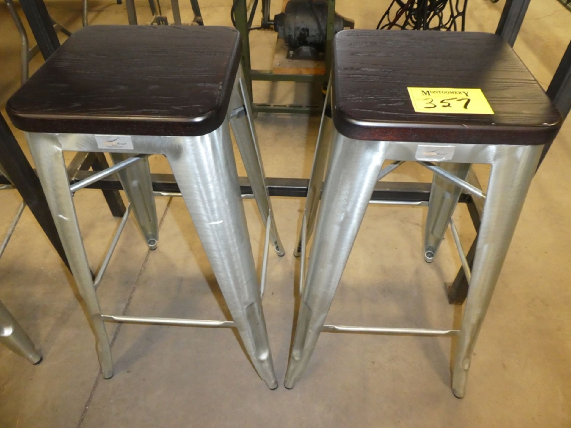 2-MOUNTAIN HOUSE STAINLESS STEEL BAR STOOLS
