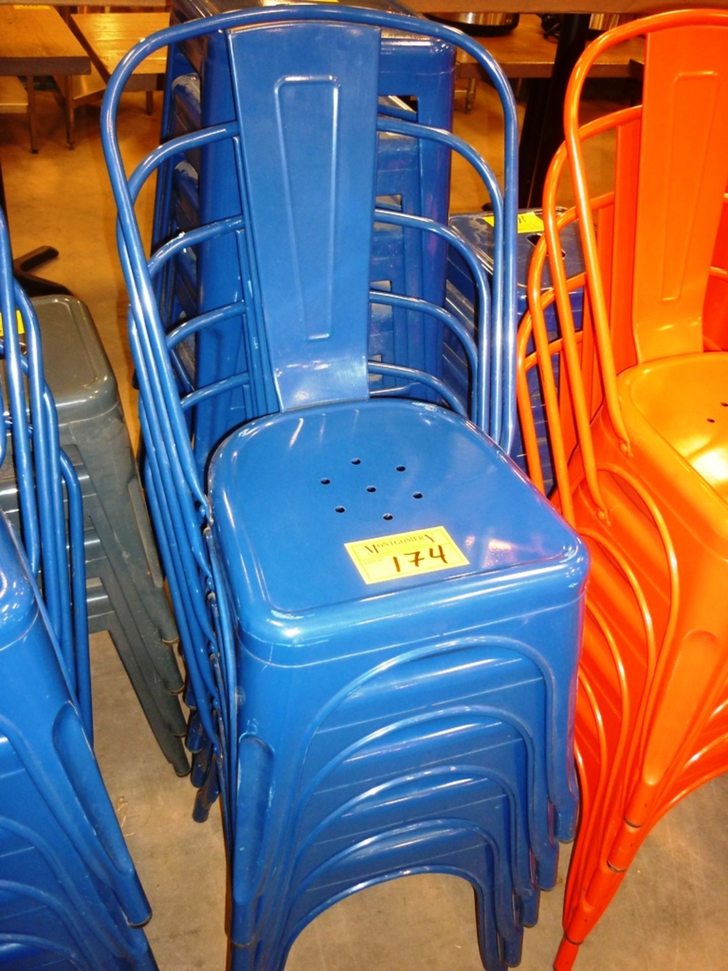 5-METAL BLUE RESTAURANT CHAIR