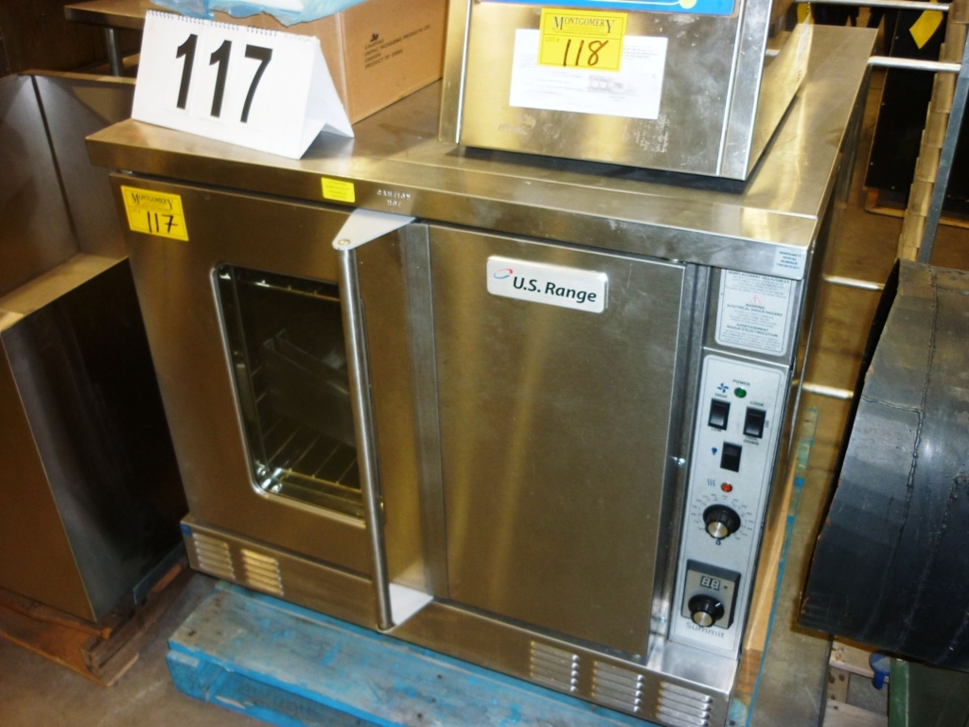 2017 MANITOWOC U.S. RANGE GARLAND ELECTRIC CONVECTION OVEN W/LEG KIT, 1PH, 208V., MODEL SUME-100,