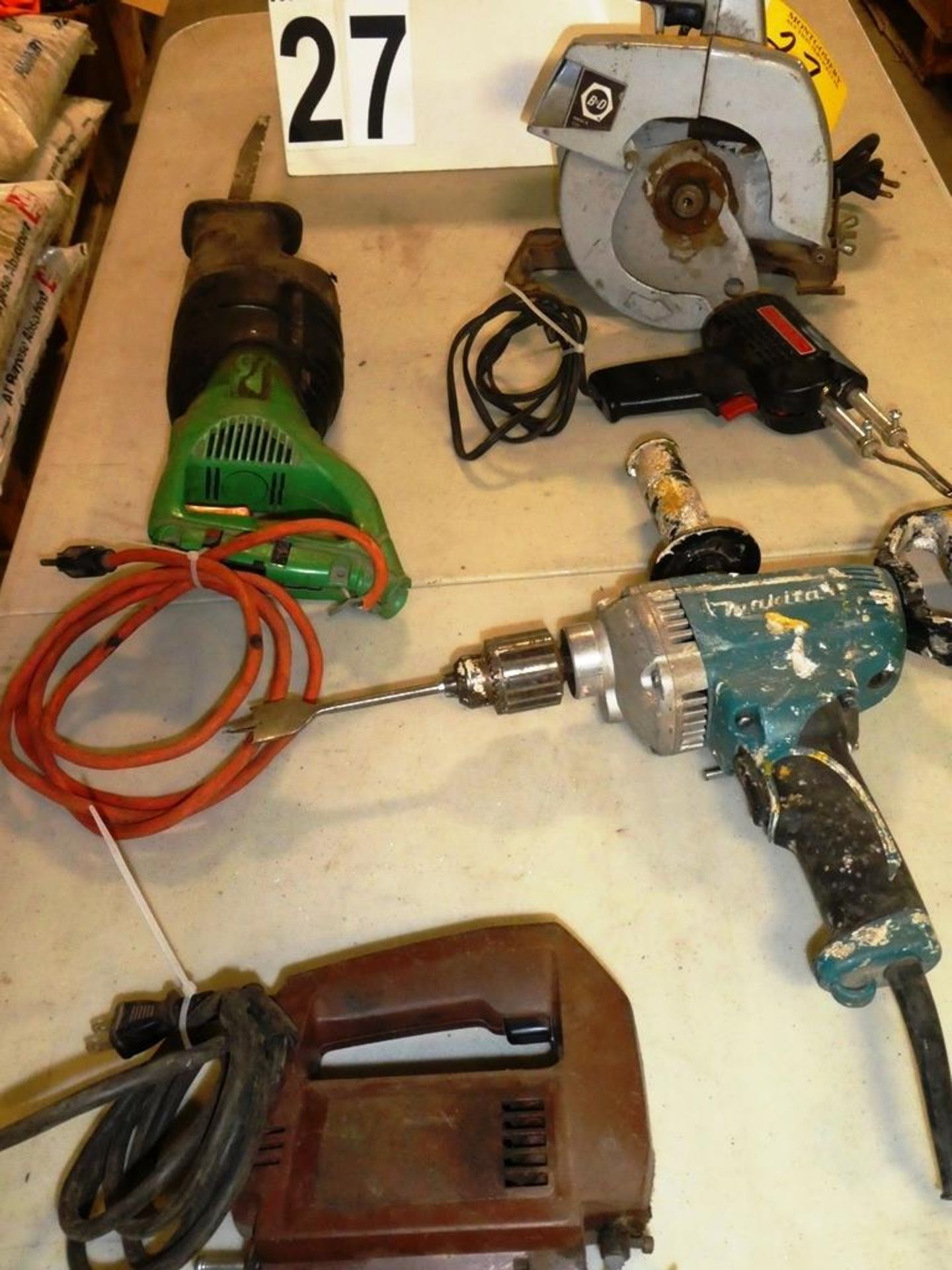 HITACHI RECIP SAW,CIRCULAR SAW,JIG SAW, MAKITA 1/2" ELECTRIC DRILL