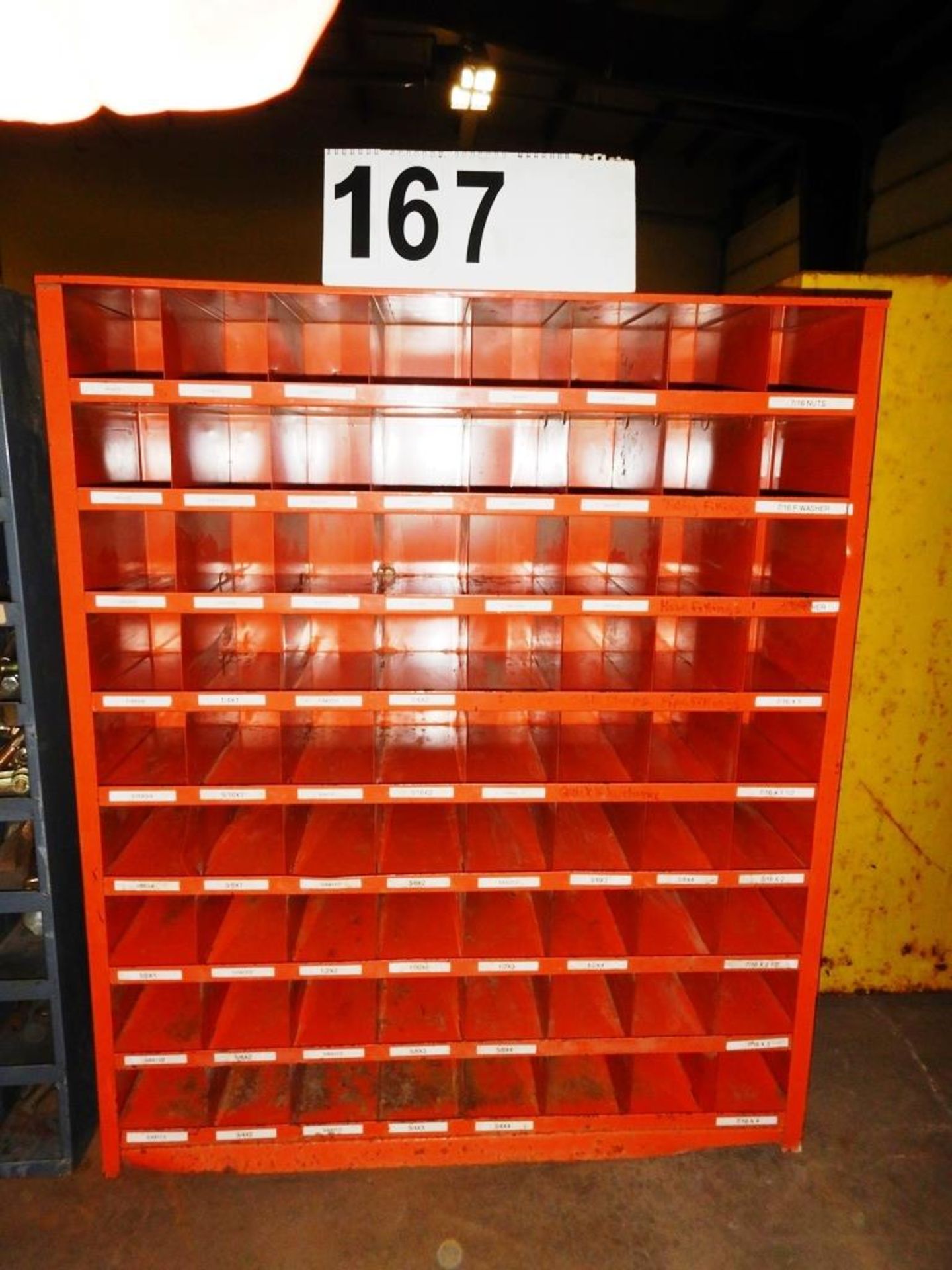 ORANGE 72 COMPARTMENT STEEL BOLT BIN