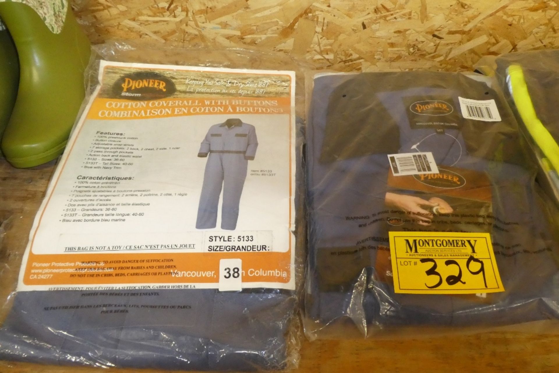 PIONEER COTTON COVERALL W/CONCEALED BRASS BUTTONS, SIZE 50T, PIONEER STORM MASTER COTTONCOVERALL W/