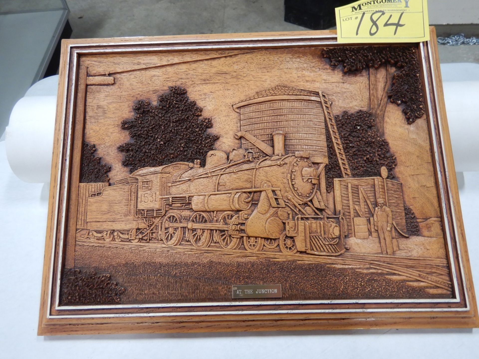 'AT THE JUNCTION' WOOD CARVED PICTURE