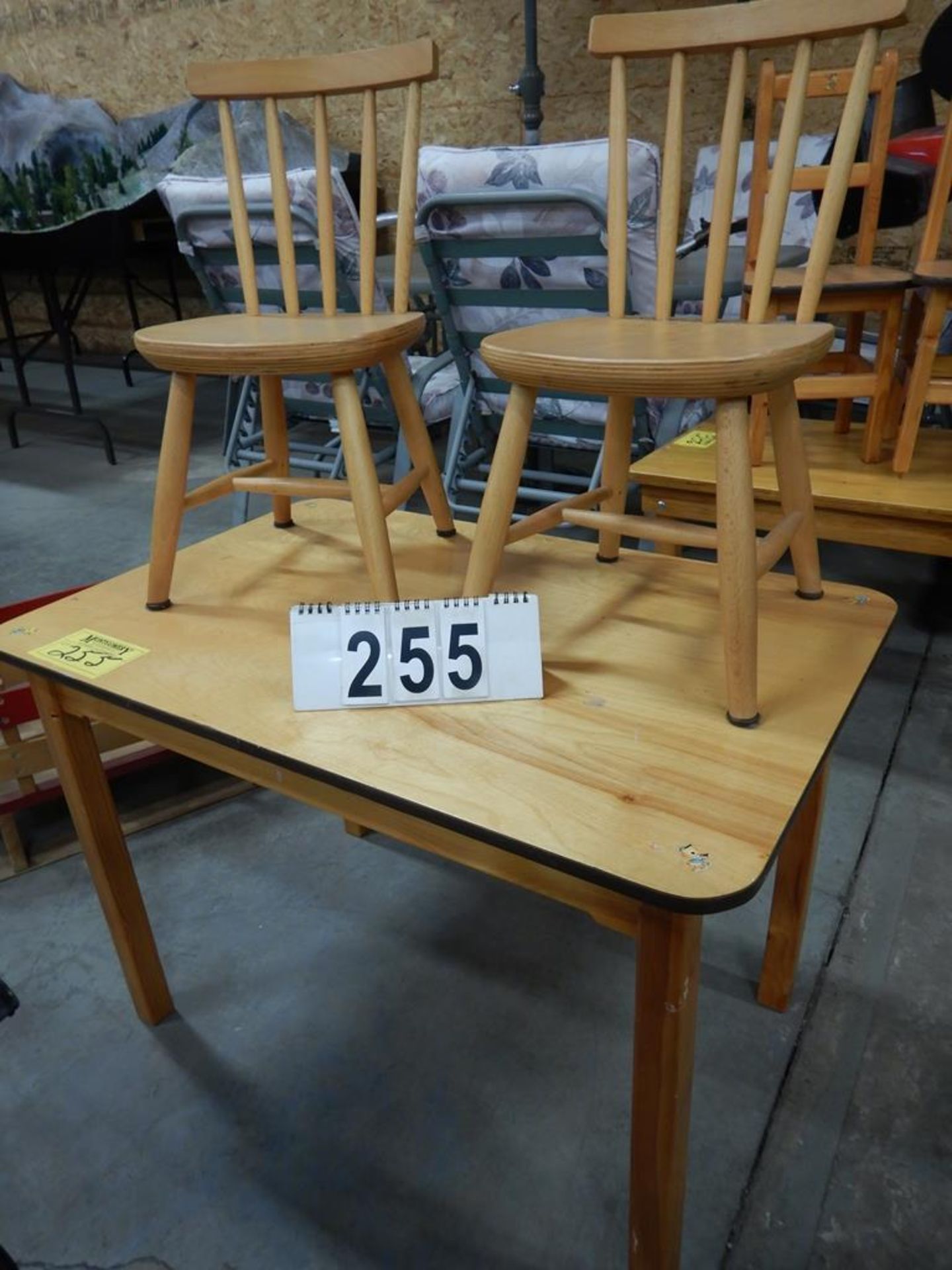 CHILDS WOODEN PLAY TABLE W/2 CHAIRS