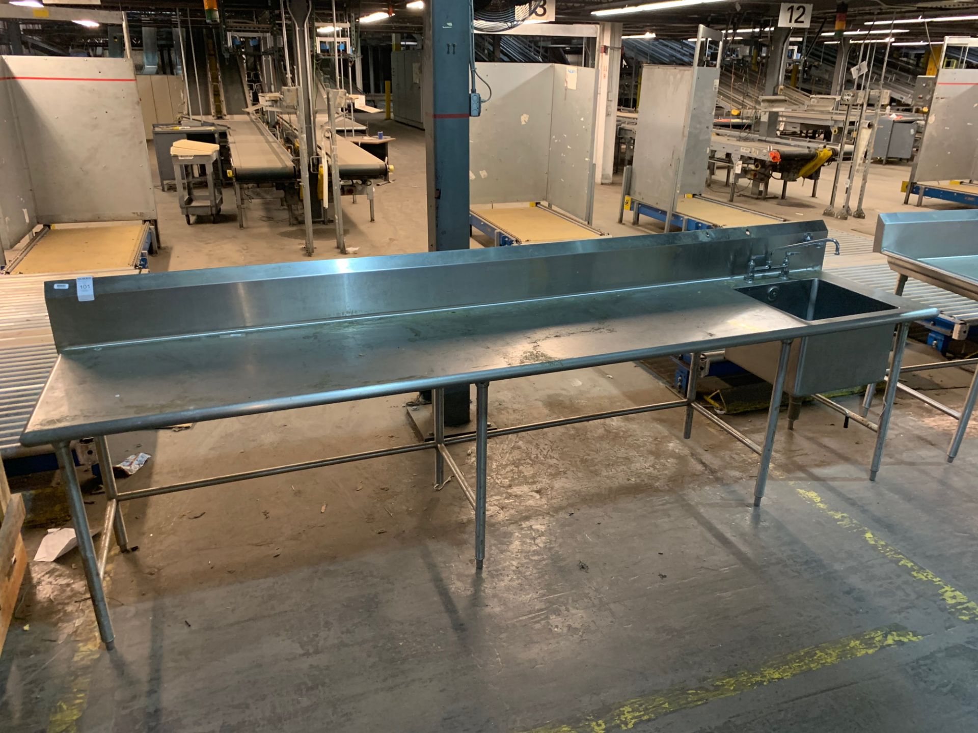 Stainless steel prep table w/ sink 12'