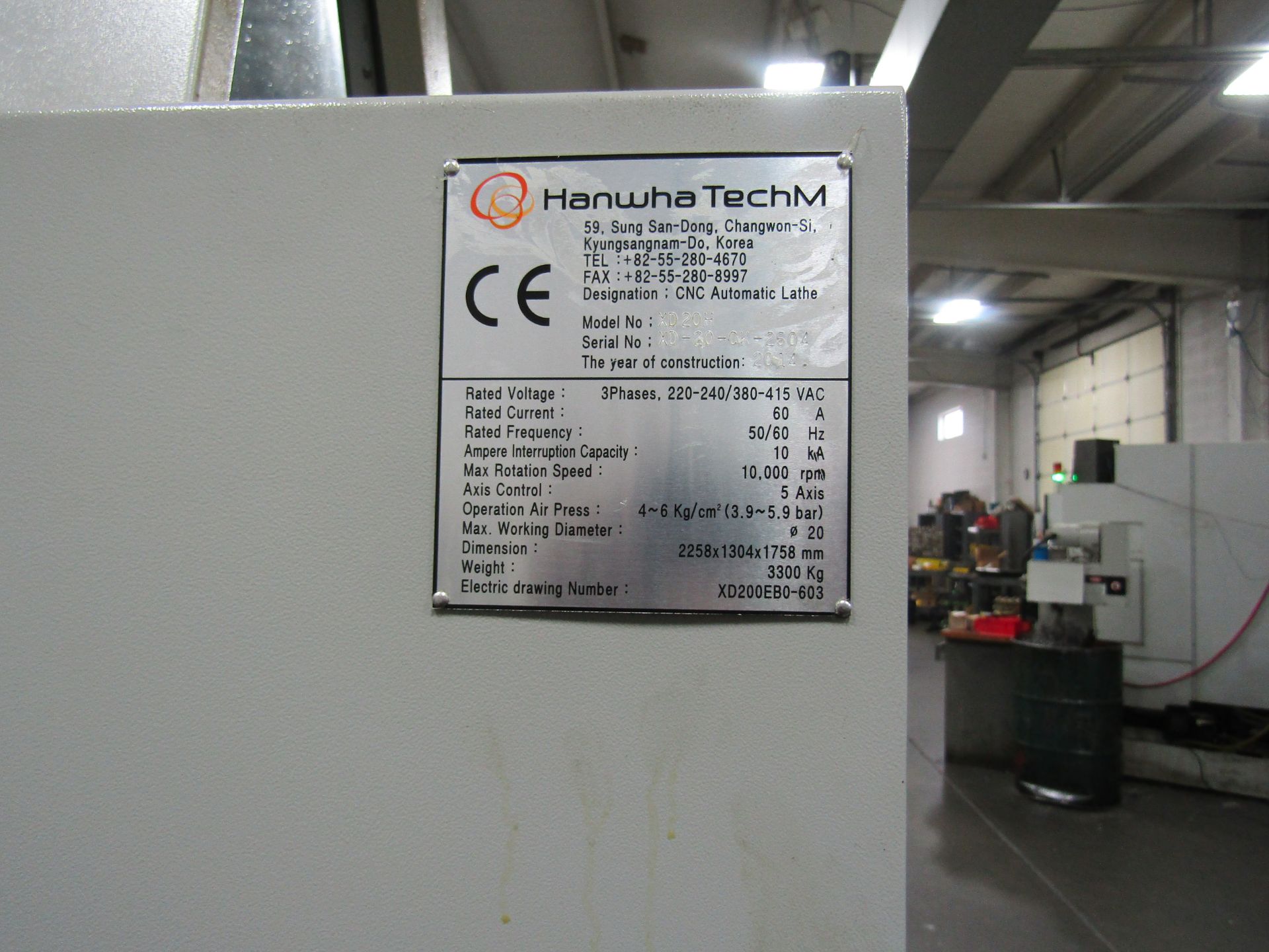 HANWHA XD20H CNC SWISS TYPE LATHE, FANUC CONTROL, 8 LINE HIGH PRESSURE COOLANT, 12FT, MTA MAGAZINE - Image 9 of 9