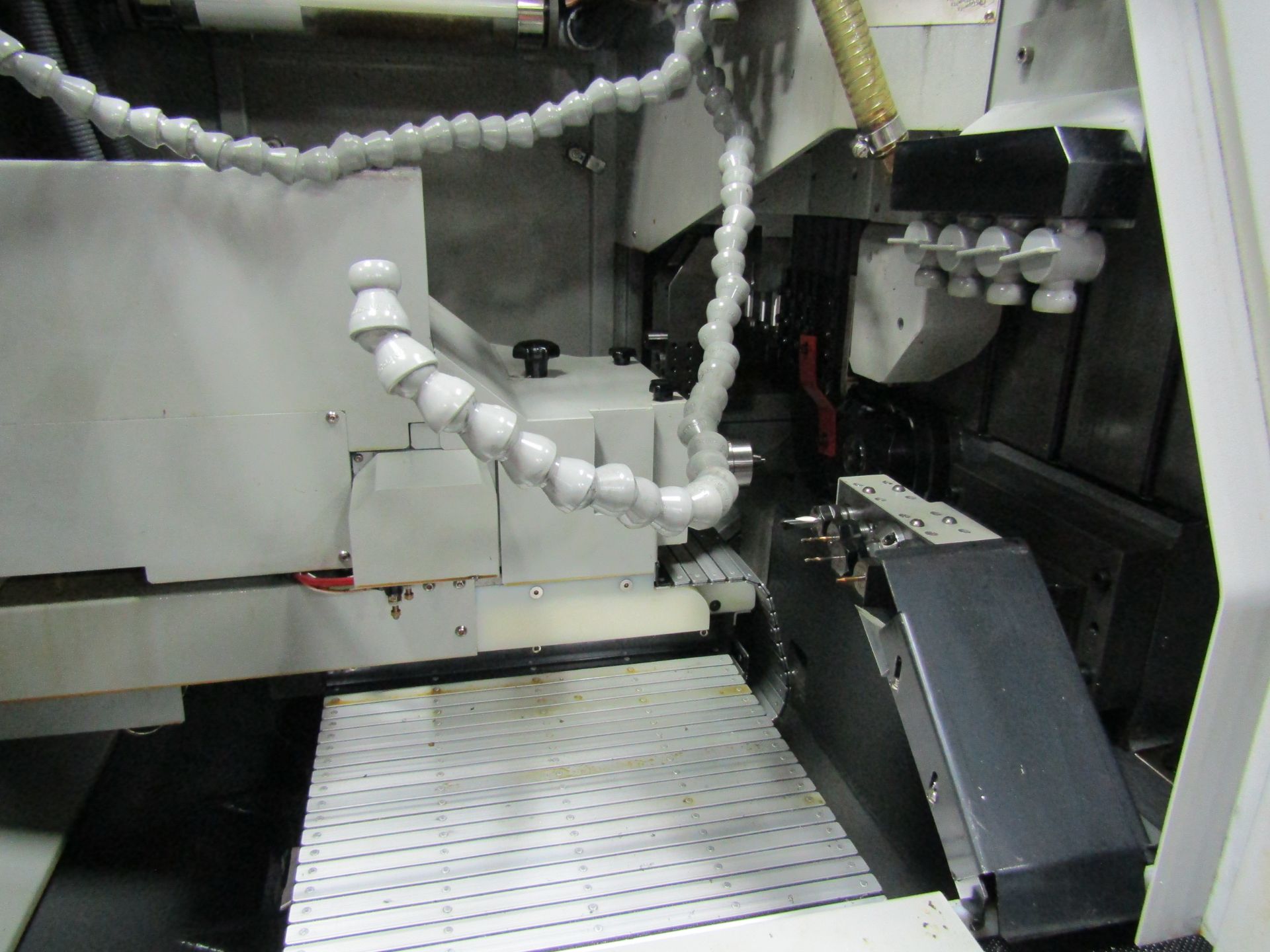 HANWHA XD20H CNC SWISS TYPE LATHE, FANUC CONTROL, 8 LINE HIGH PRESSURE COOLANT, EDGE MINUTE MAN, - Image 6 of 8