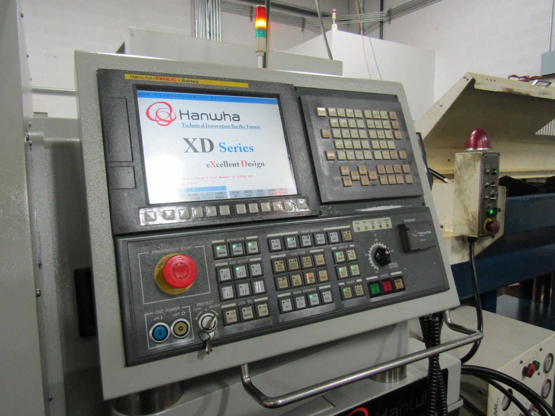 HANWHA XD20H CNC SWISS TYPE LATHE, FANUC CONTROL, 8 LINE HIGH PRESSURE COOLANT, 12FT, MTA MAGAZINE - Image 3 of 9