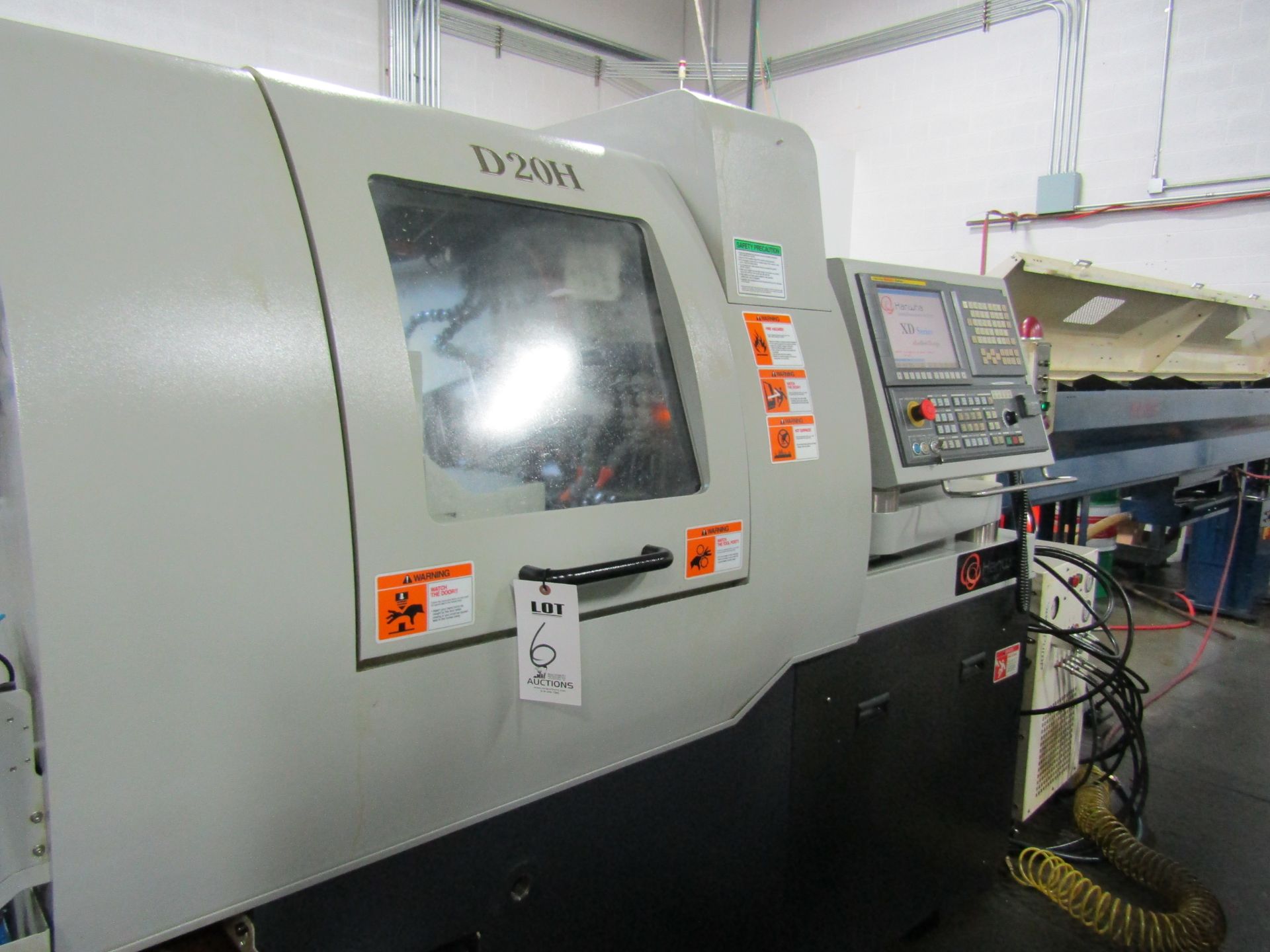 HANWHA XD20H CNC SWISS TYPE LATHE, FANUC CONTROL, 8 LINE HIGH PRESSURE COOLANT, 12FT, MTA MAGAZINE - Image 2 of 9