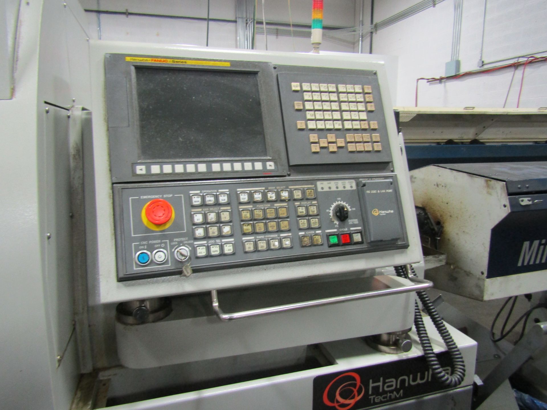 HANWHA XD20H CNC SWISS TYPE LATHE, FANUC CONTROL, 8 LINE HIGH PRESSURE COOLANT, EDGE MINUTE MAN, - Image 3 of 8