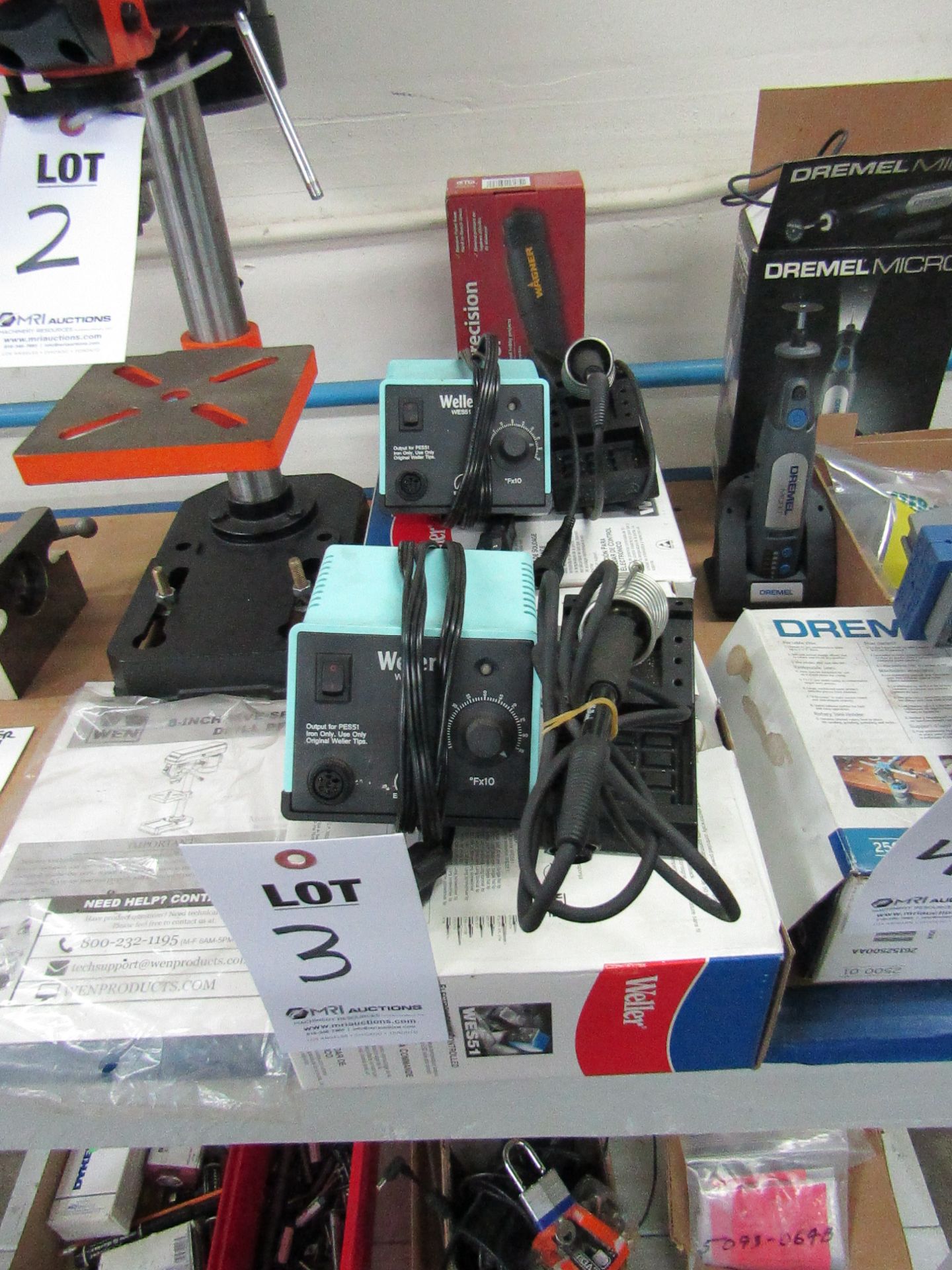 LOT TO INCLUDE: (2) WELLER SOLDERING STATIONS, MODEL WES51, (2) WAGNER PRECISION HEAT TOOL, MODEL